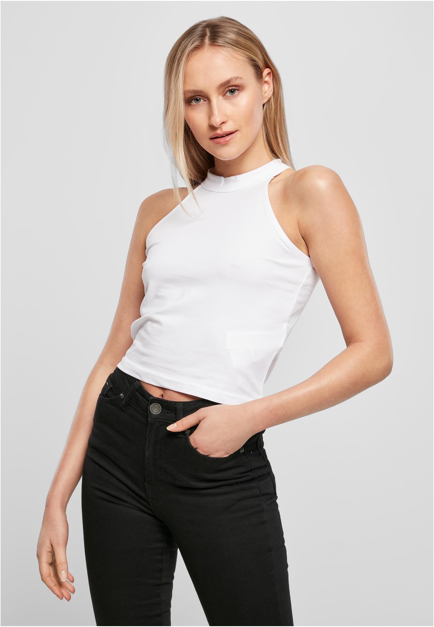 Ladies Turtleneck Short Top white | white