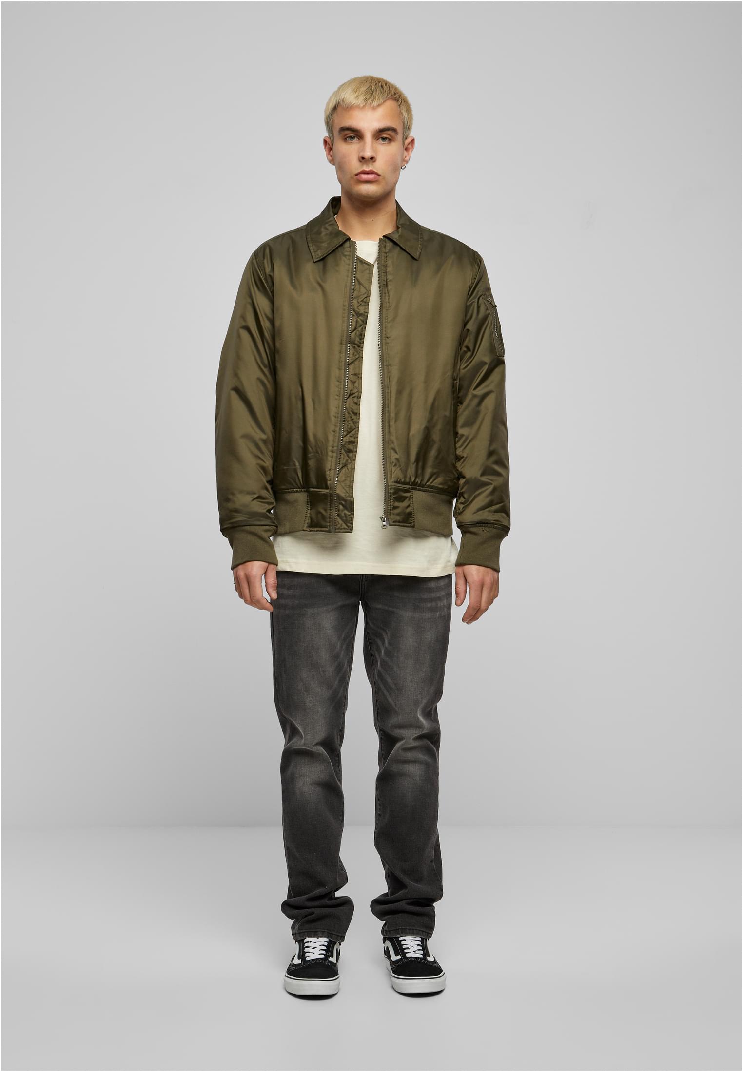 Collar Bomber Jacket dark olive | dark olive
