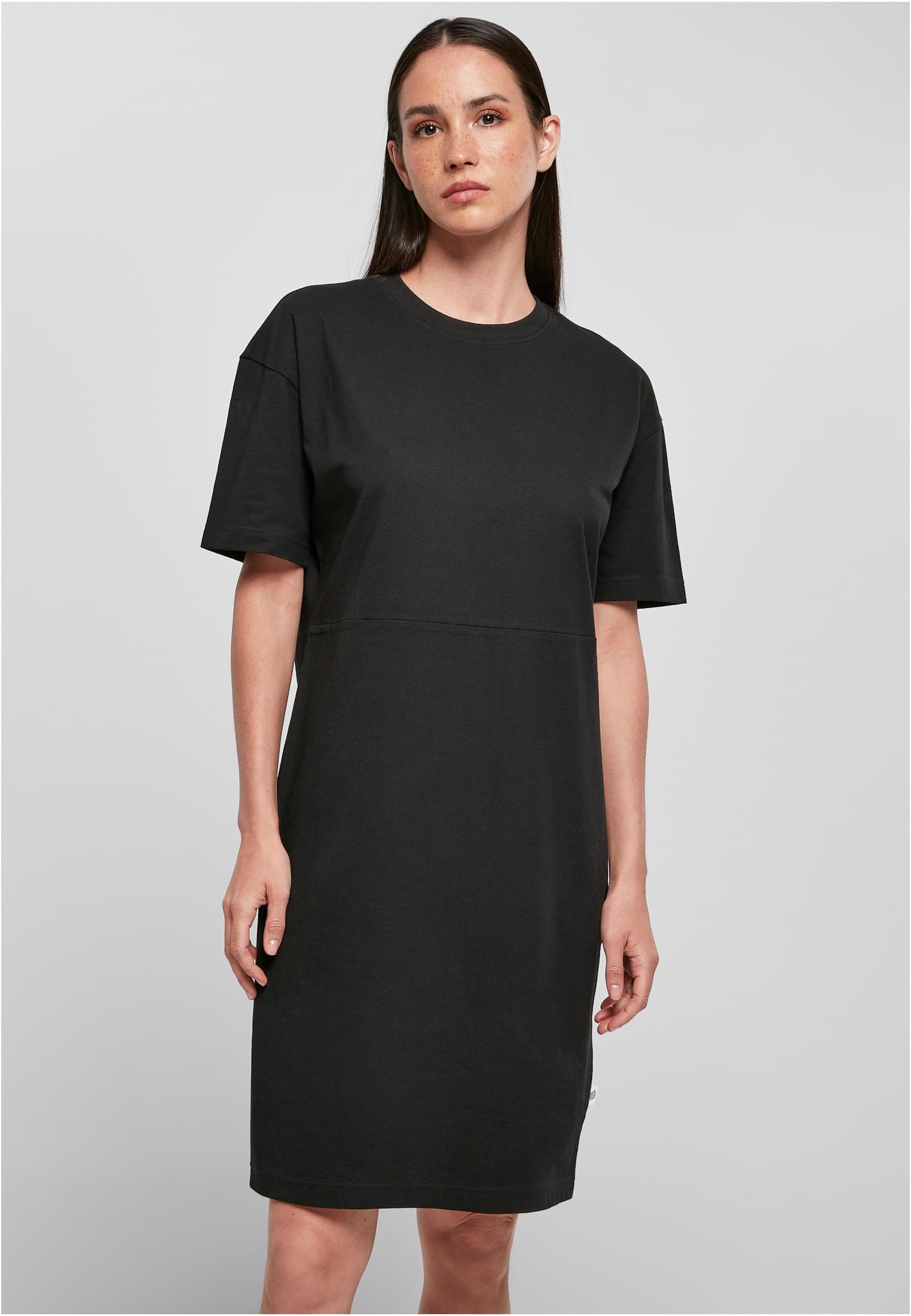 Ladies Organic Oversized Slit Tee Dress black | black