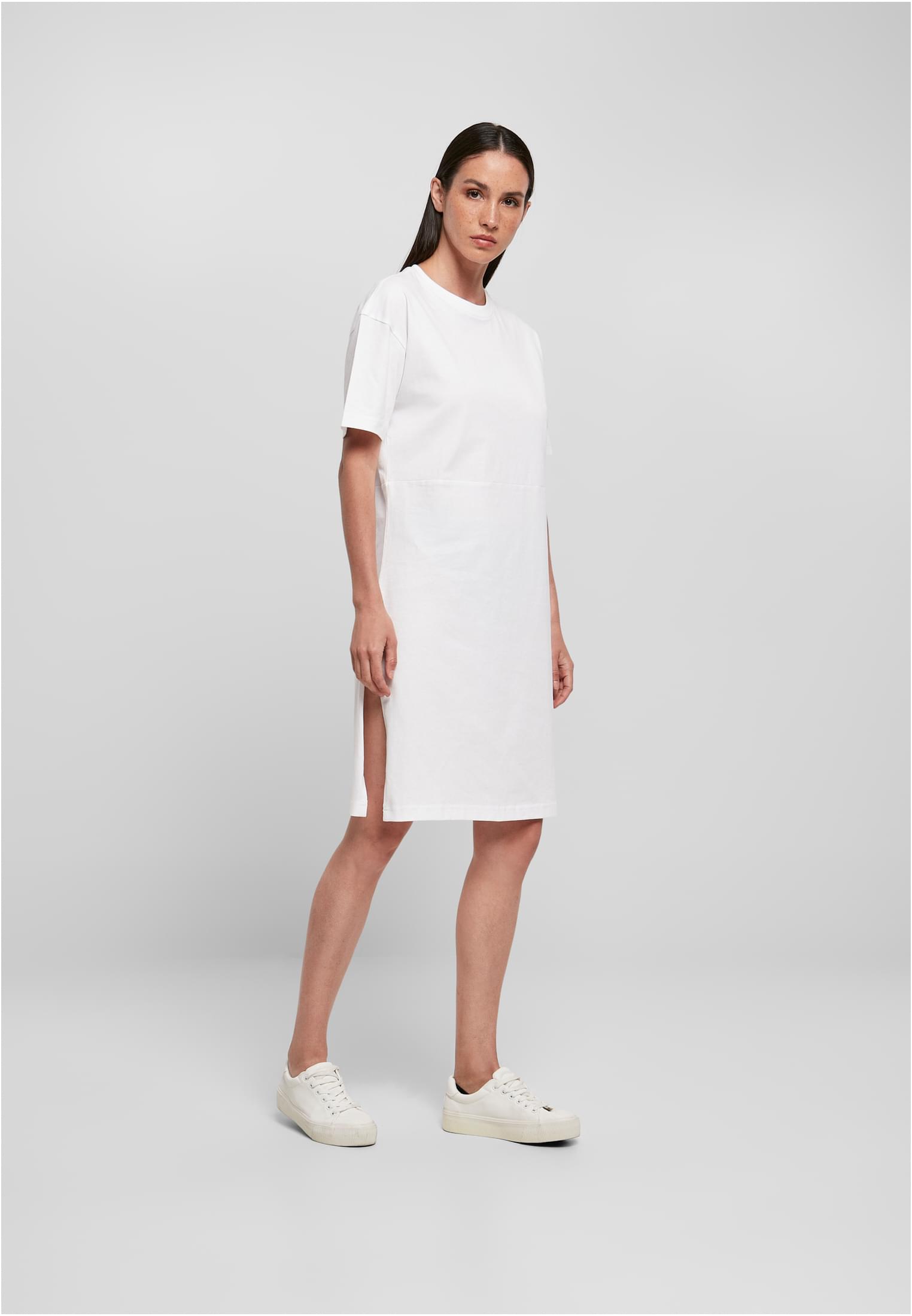 Ladies Organic Oversized Slit Tee Dress white | white