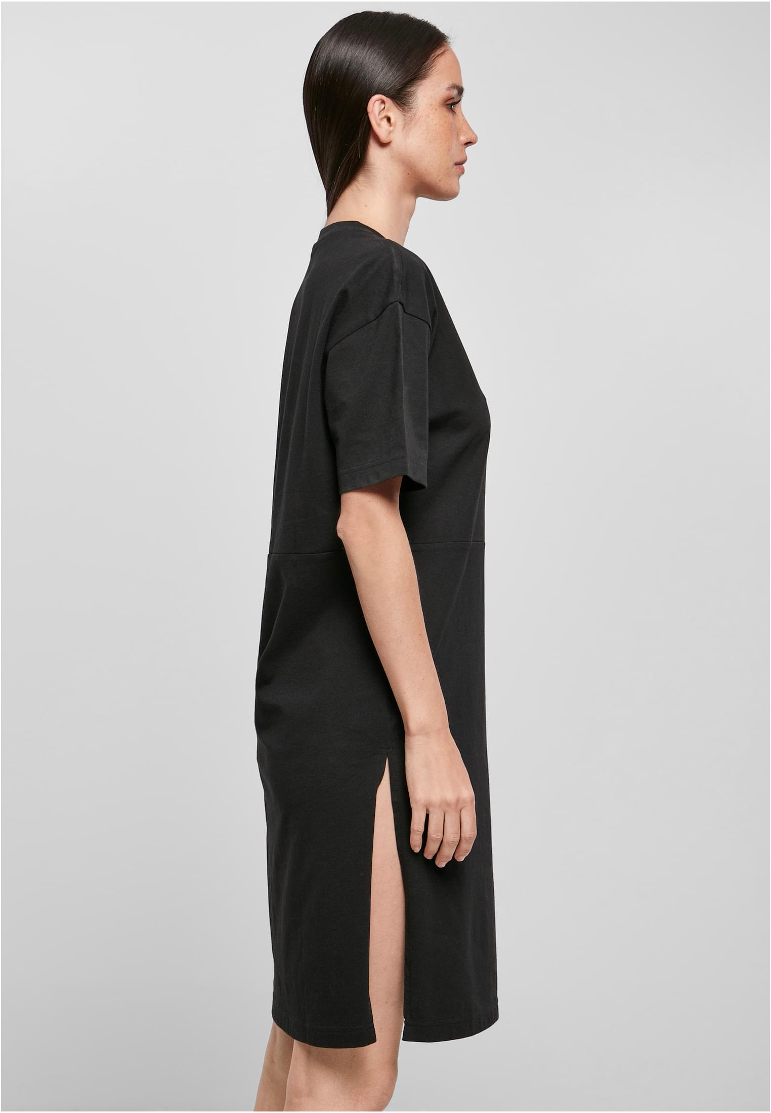 Ladies Organic Oversized Slit Tee Dress black | black