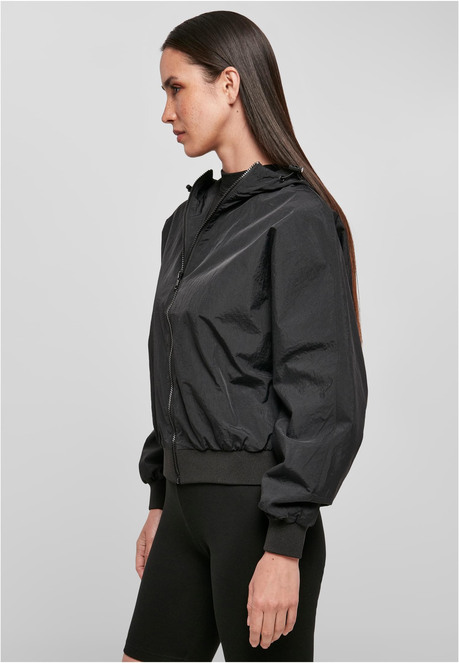 Ladies Crinkle Batwing Jacket black | black