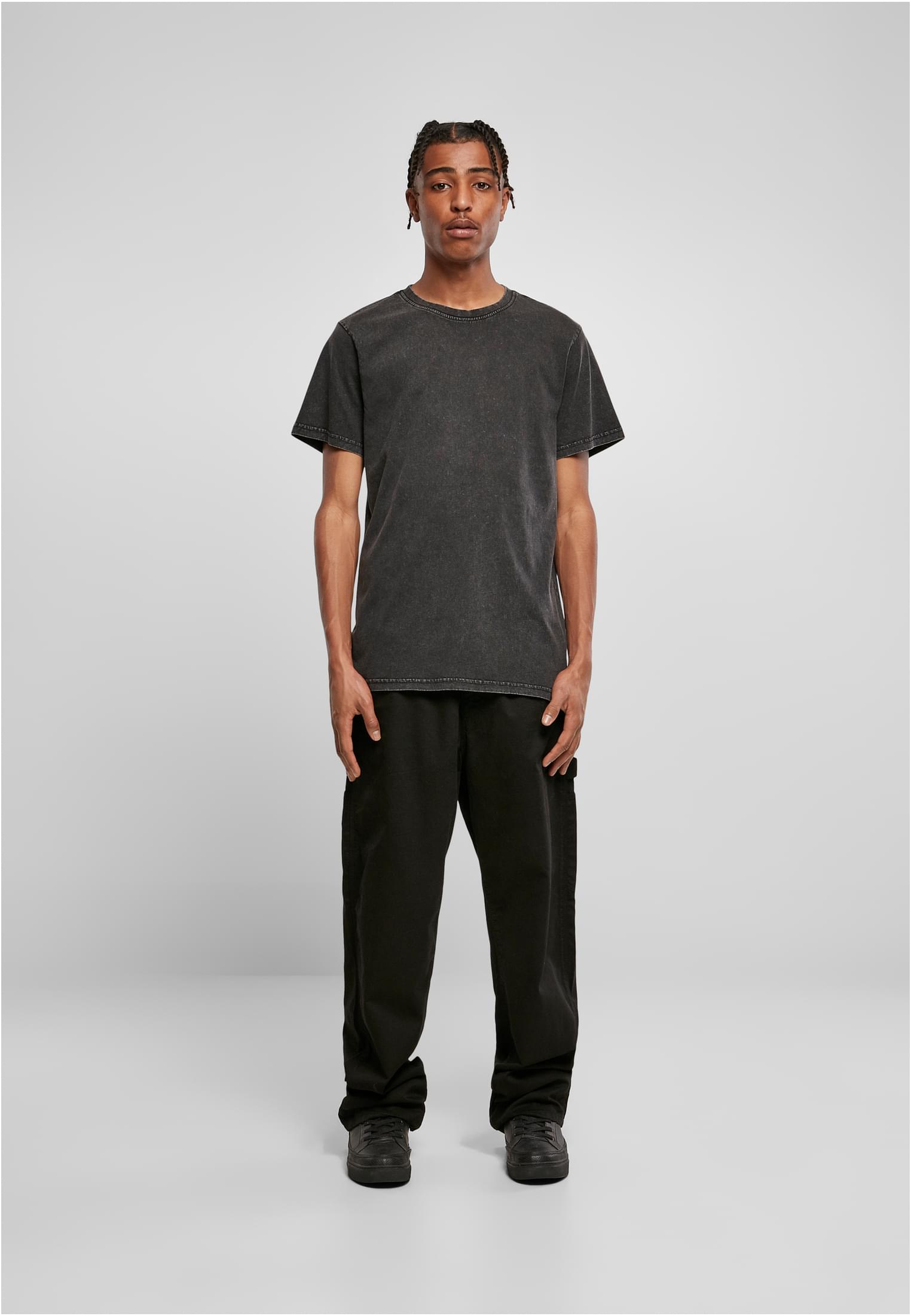 Acid Washed Round Neck Tee black | black