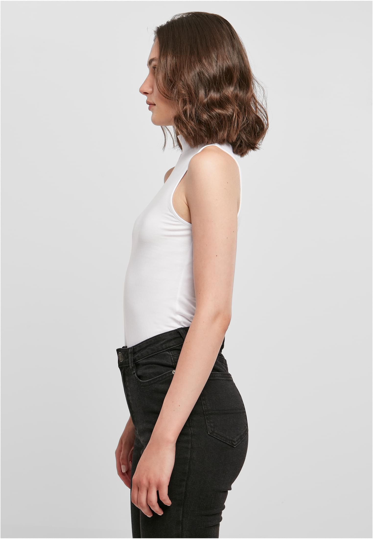 Ladies Sleeveless Turtleneck Body white | white