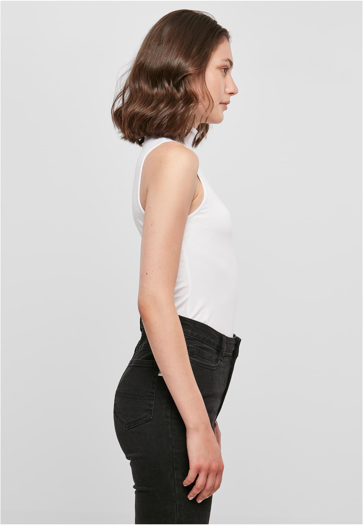 Ladies Sleeveless Turtleneck Body white | white