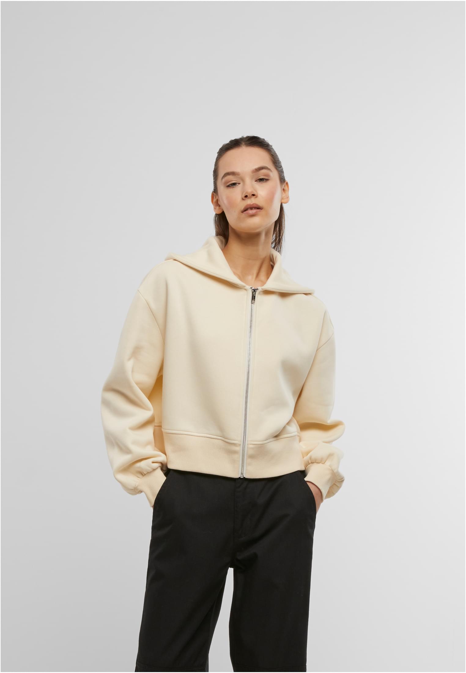 Ladies Short Oversized Zip Jacket whitesand | whitesand