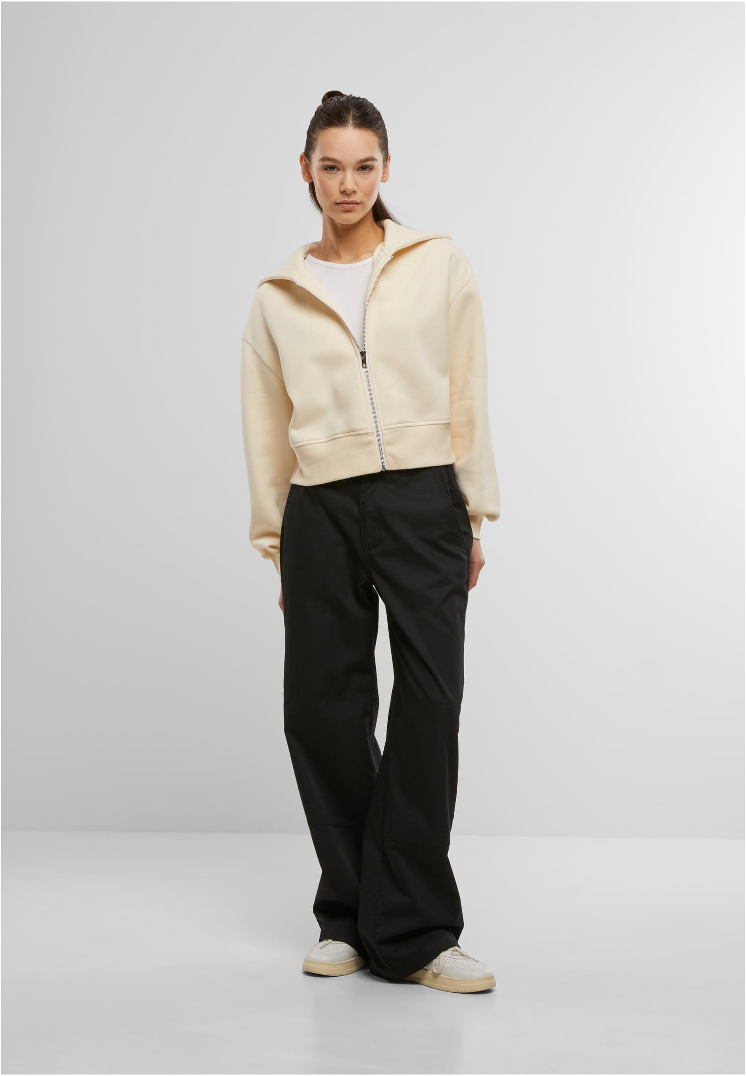 Ladies Short Oversized Zip Jacket whitesand | whitesand