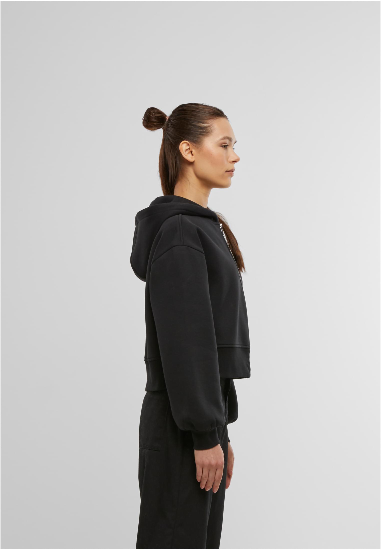 Ladies Short Oversized Zip Jacket black | black