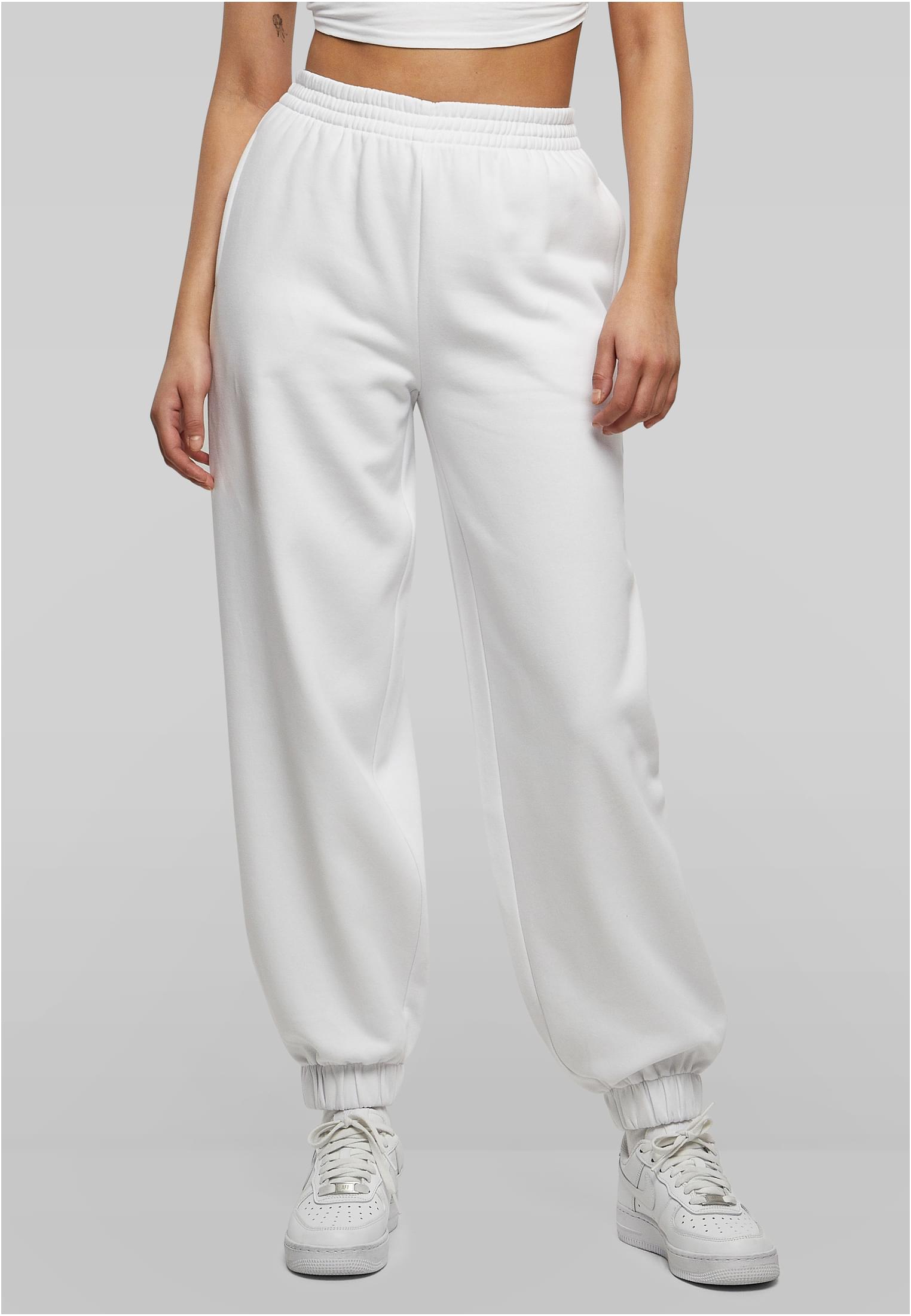 Ladies High Waist Ballon Sweat Pants white | white