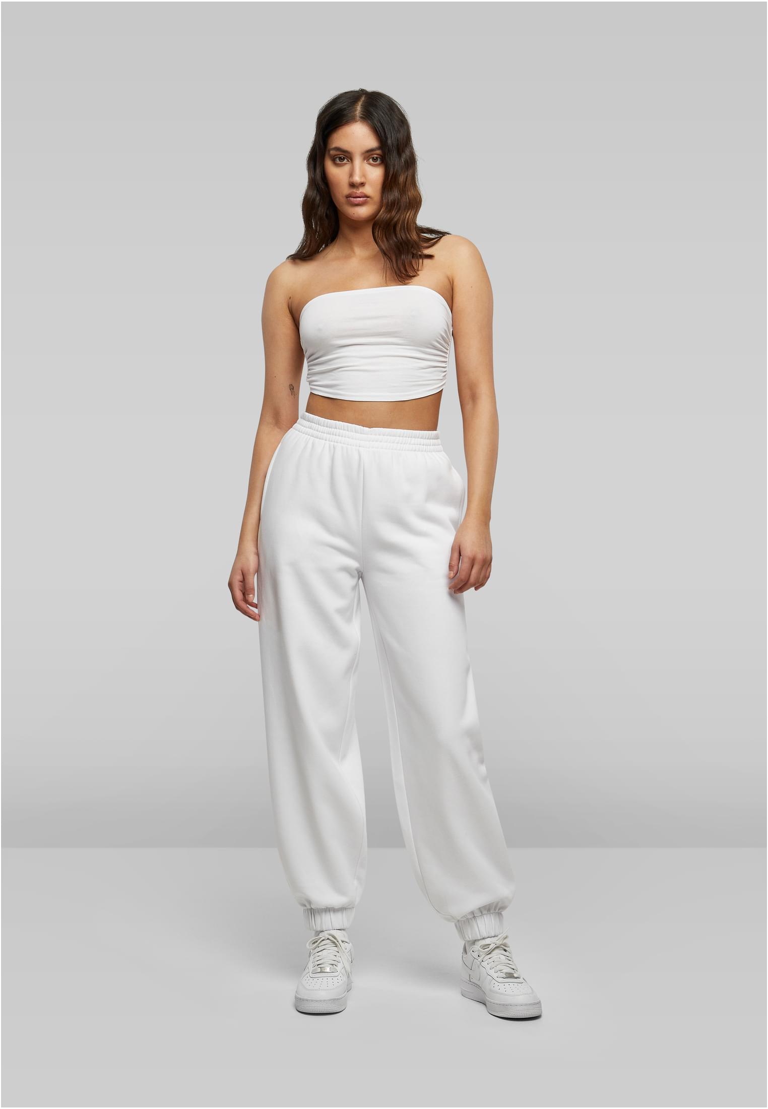 Ladies High Waist Ballon Sweat Pants white | white