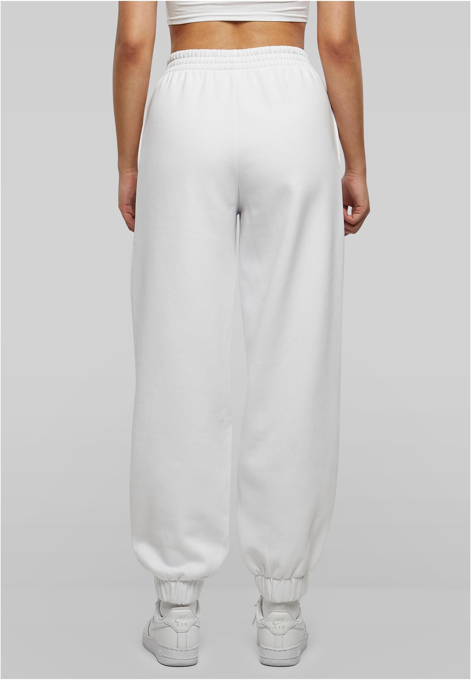 Ladies High Waist Ballon Sweat Pants white | white