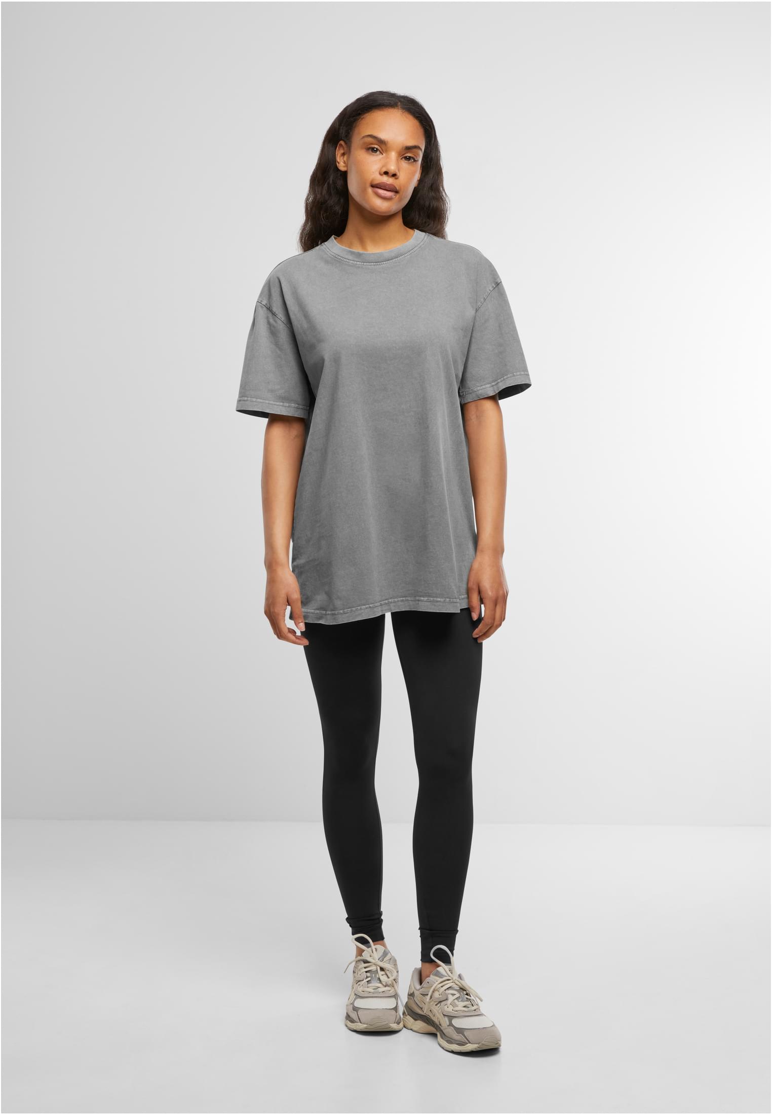 Ladies Oversized Acid Wash Tee asphalt | asphalt