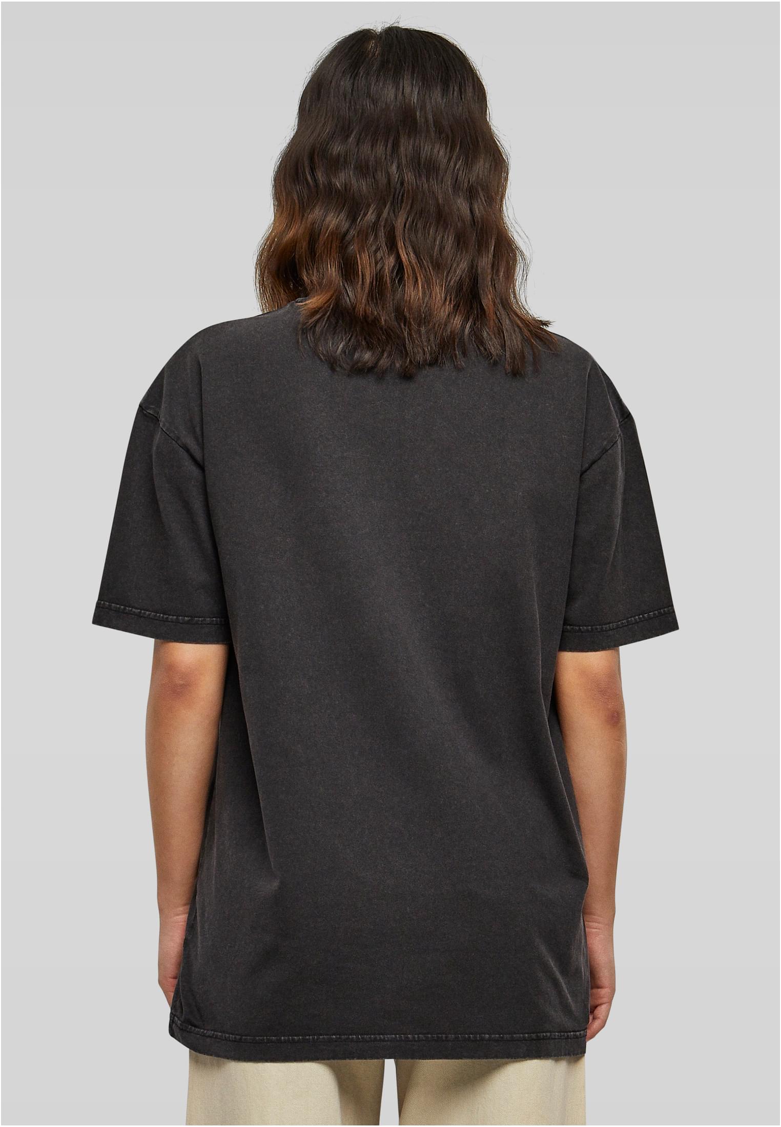 Ladies Oversized Acid Wash Tee black | black