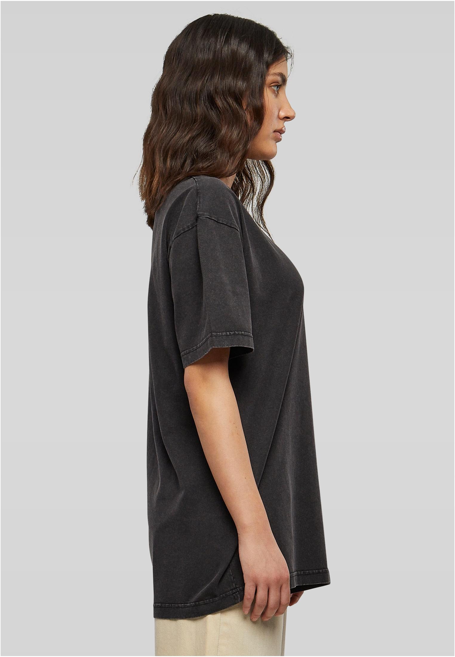 Ladies Oversized Acid Wash Tee black | black