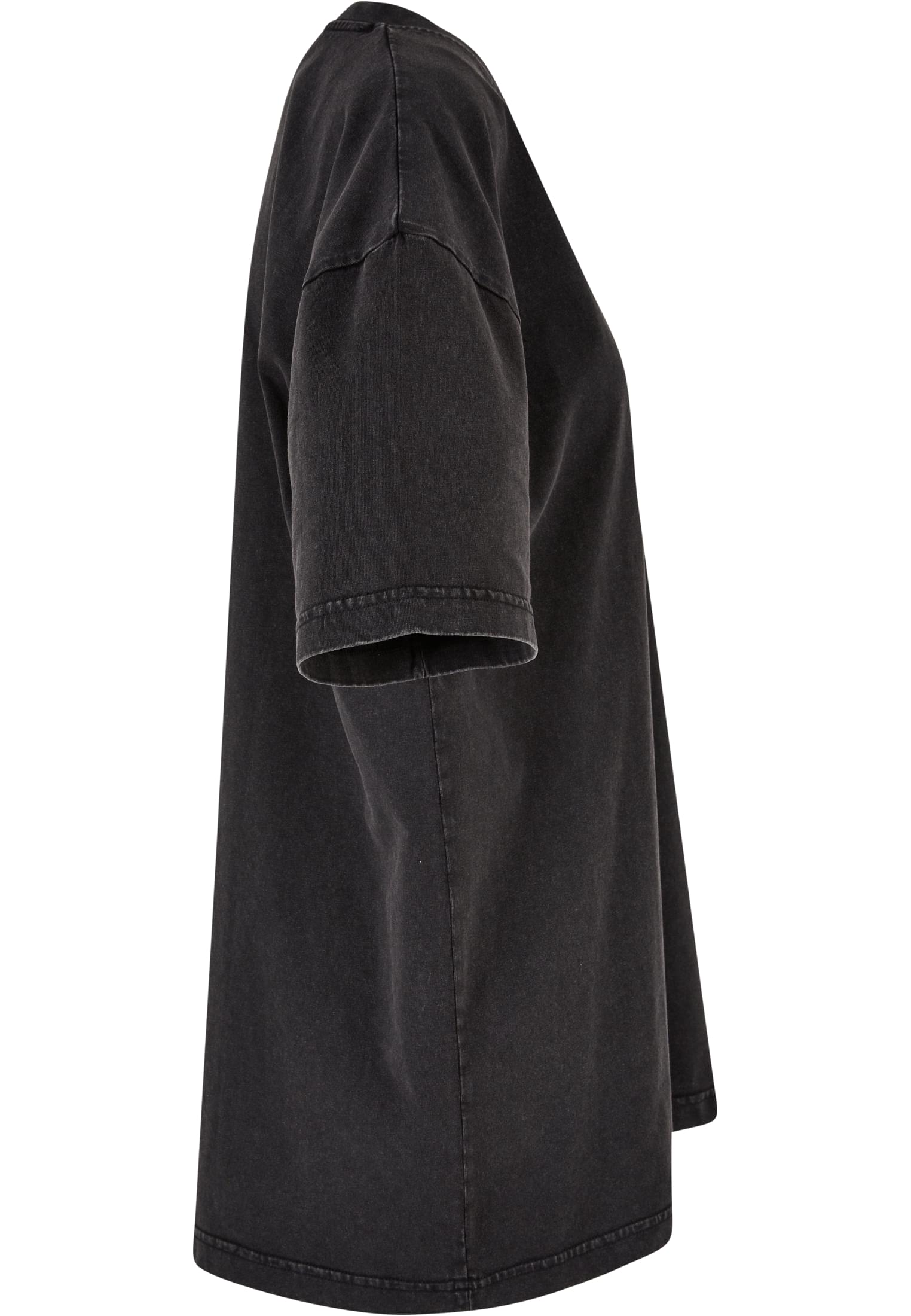 Ladies Oversized Acid Wash Tee black | black