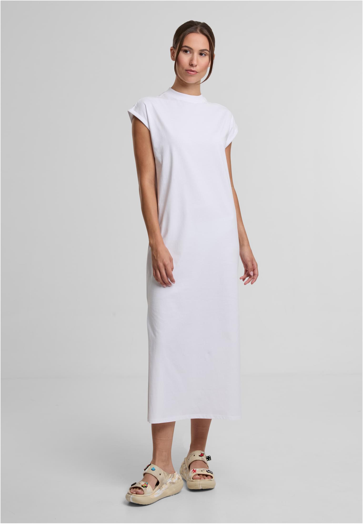 Ladies Long Extended Shoulder Dress white | white