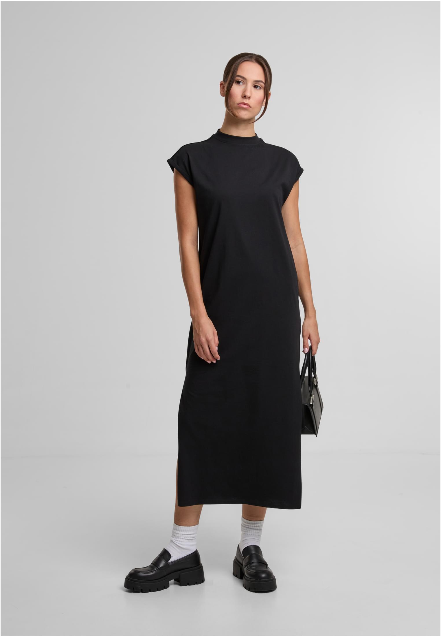 Ladies Long Extended Shoulder Dress black | black