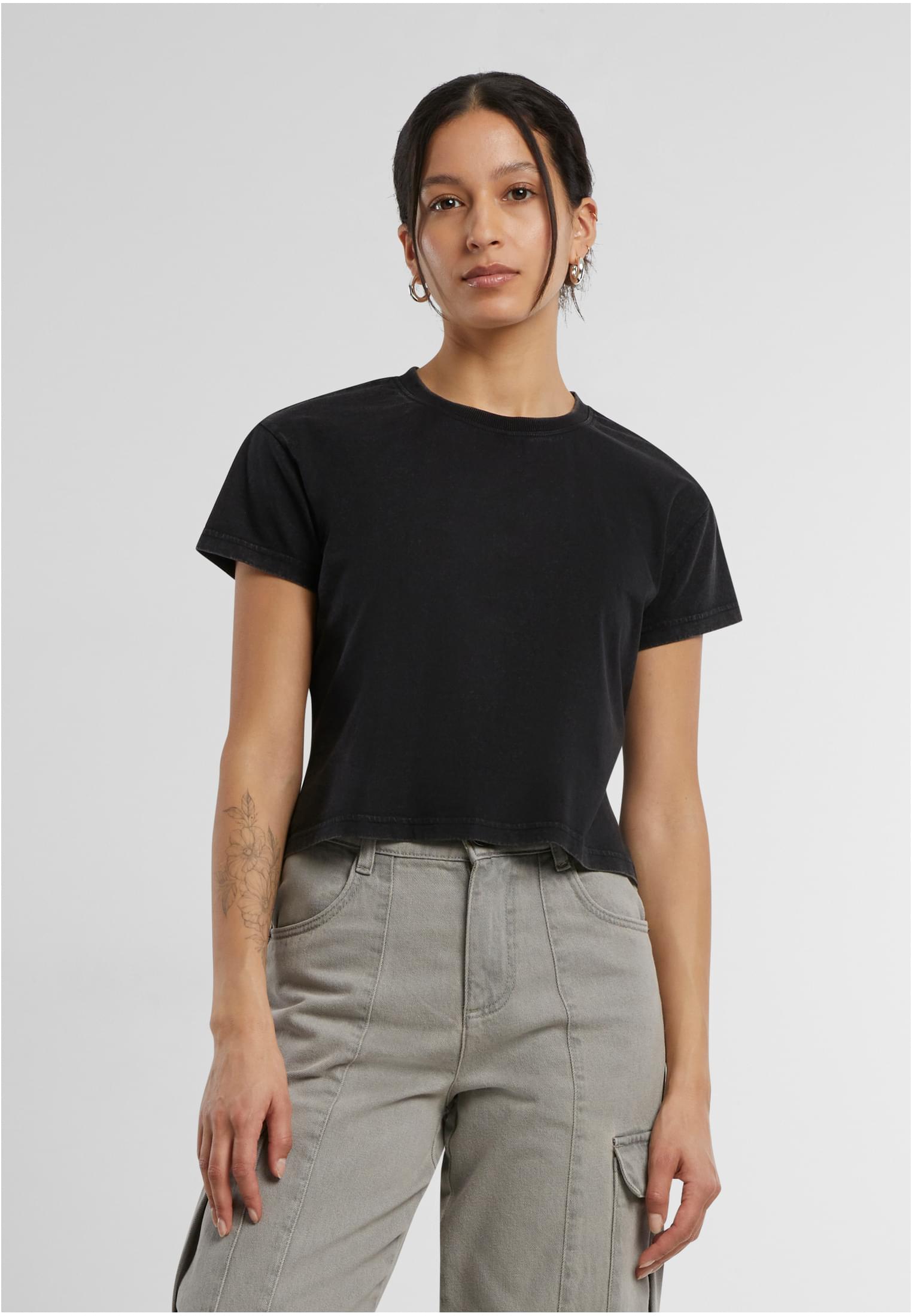 Ladies Vintage Cropped Tee black | black