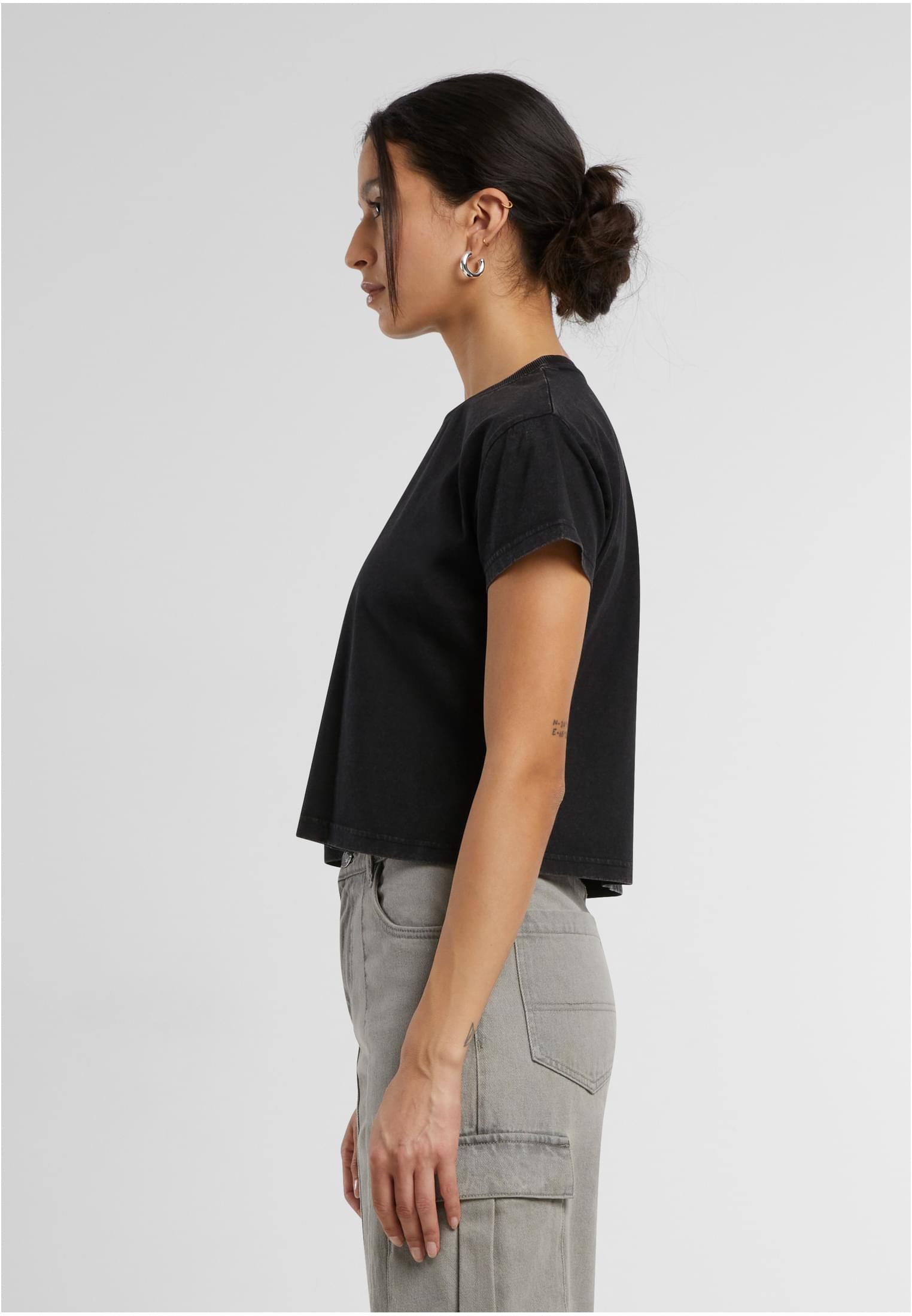 Ladies Vintage Cropped Tee black | black