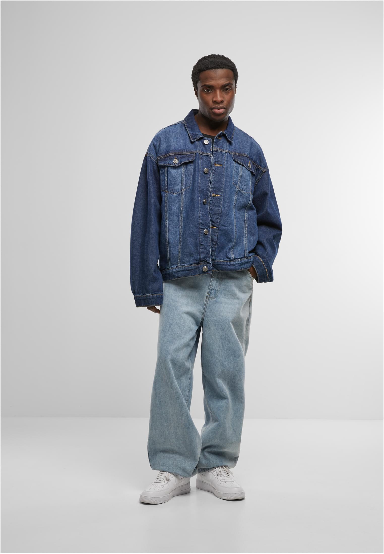 Heavy Ounce Boxy Denim Jacket new mid blue washed | new mid blue washed