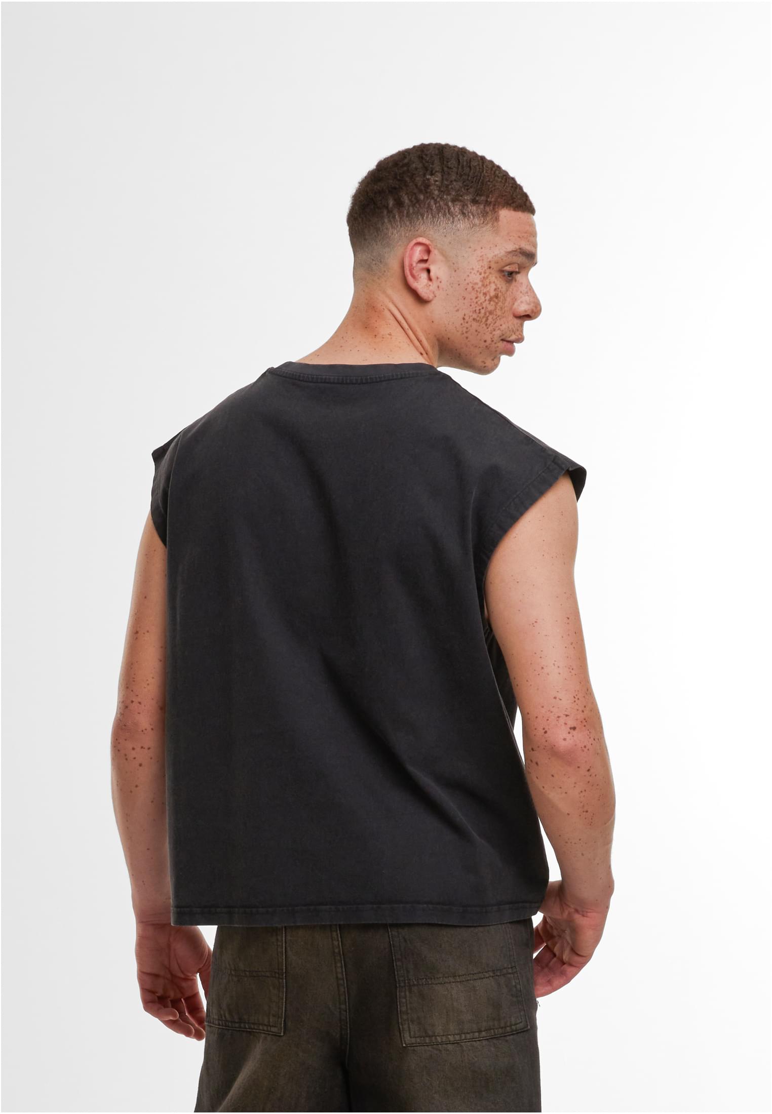 Vintage Cropped Heavy Sleeveless Tee black | black