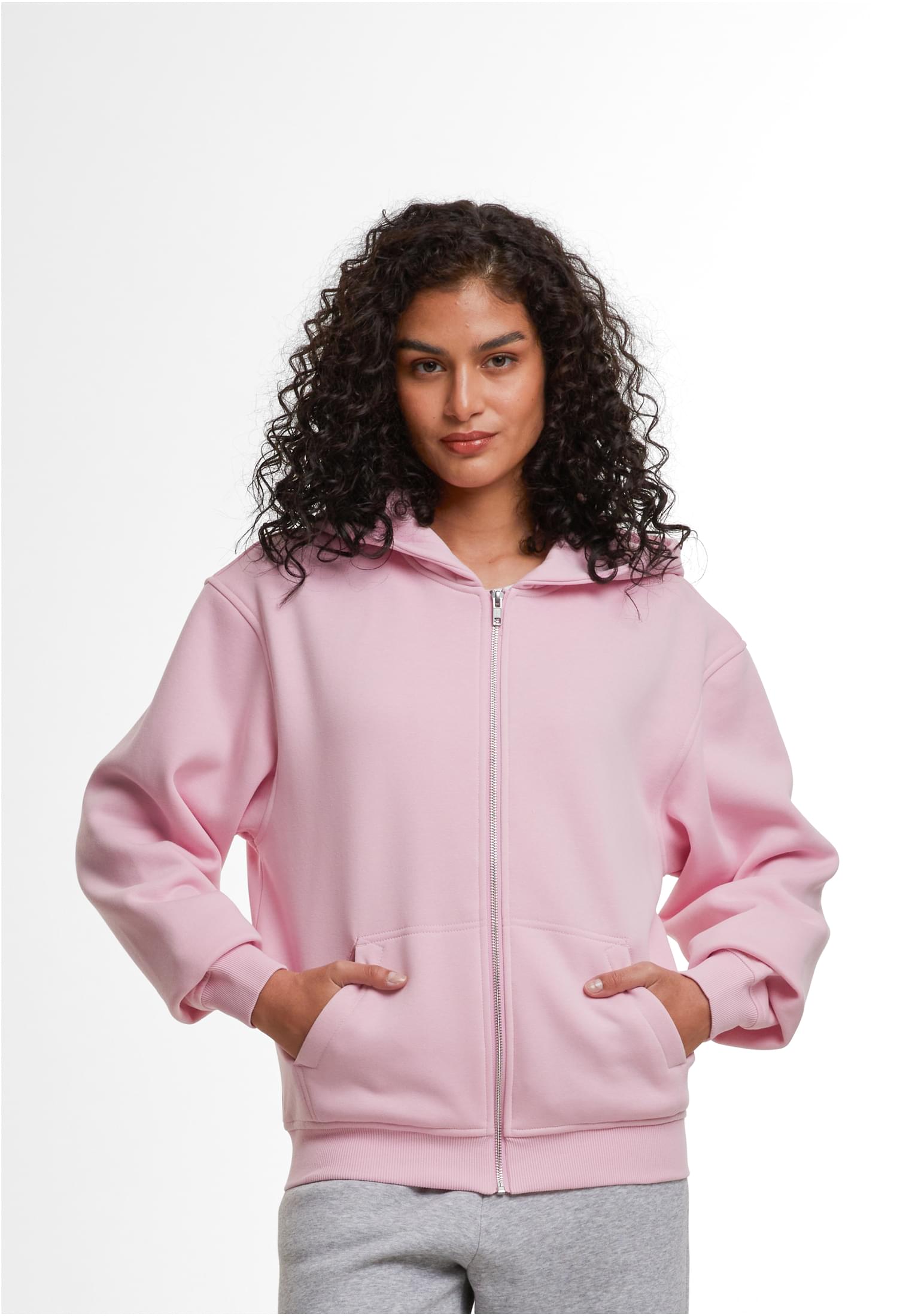Ladies Loose Fit Zip Hoody softpink | softpink