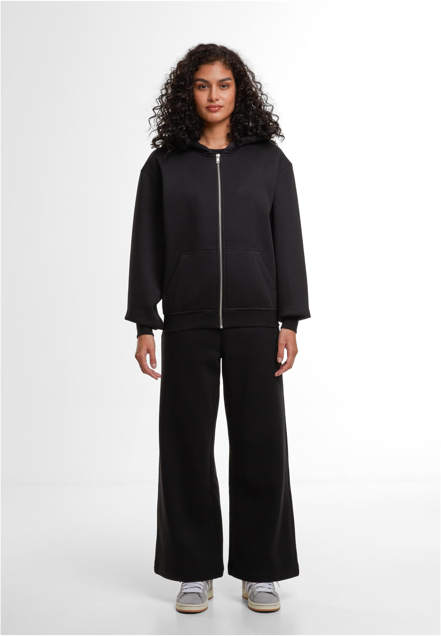 Ladies Loose Fit Zip Hoody black | black