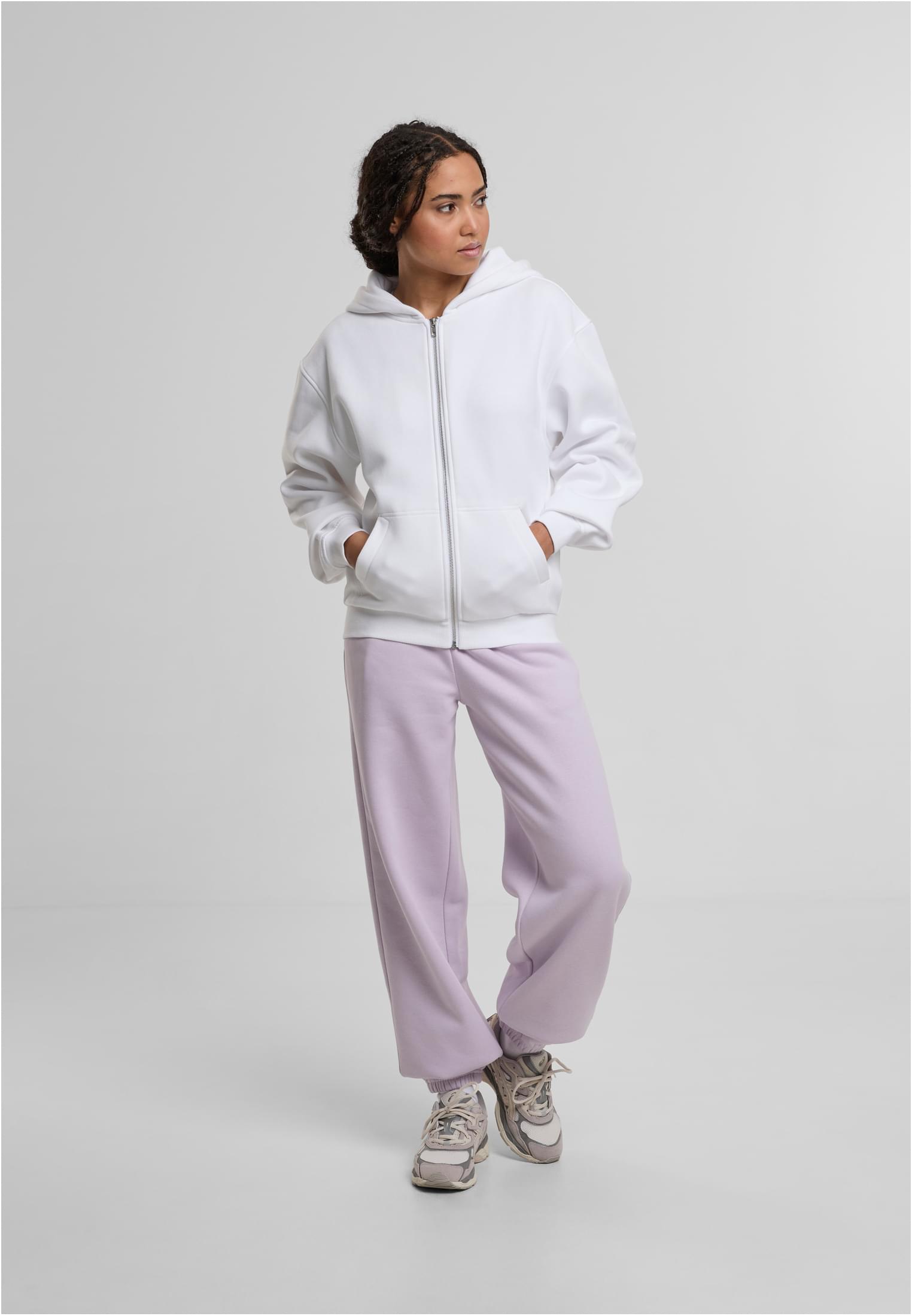 Ladies Loose Fit Zip Hoody white | white