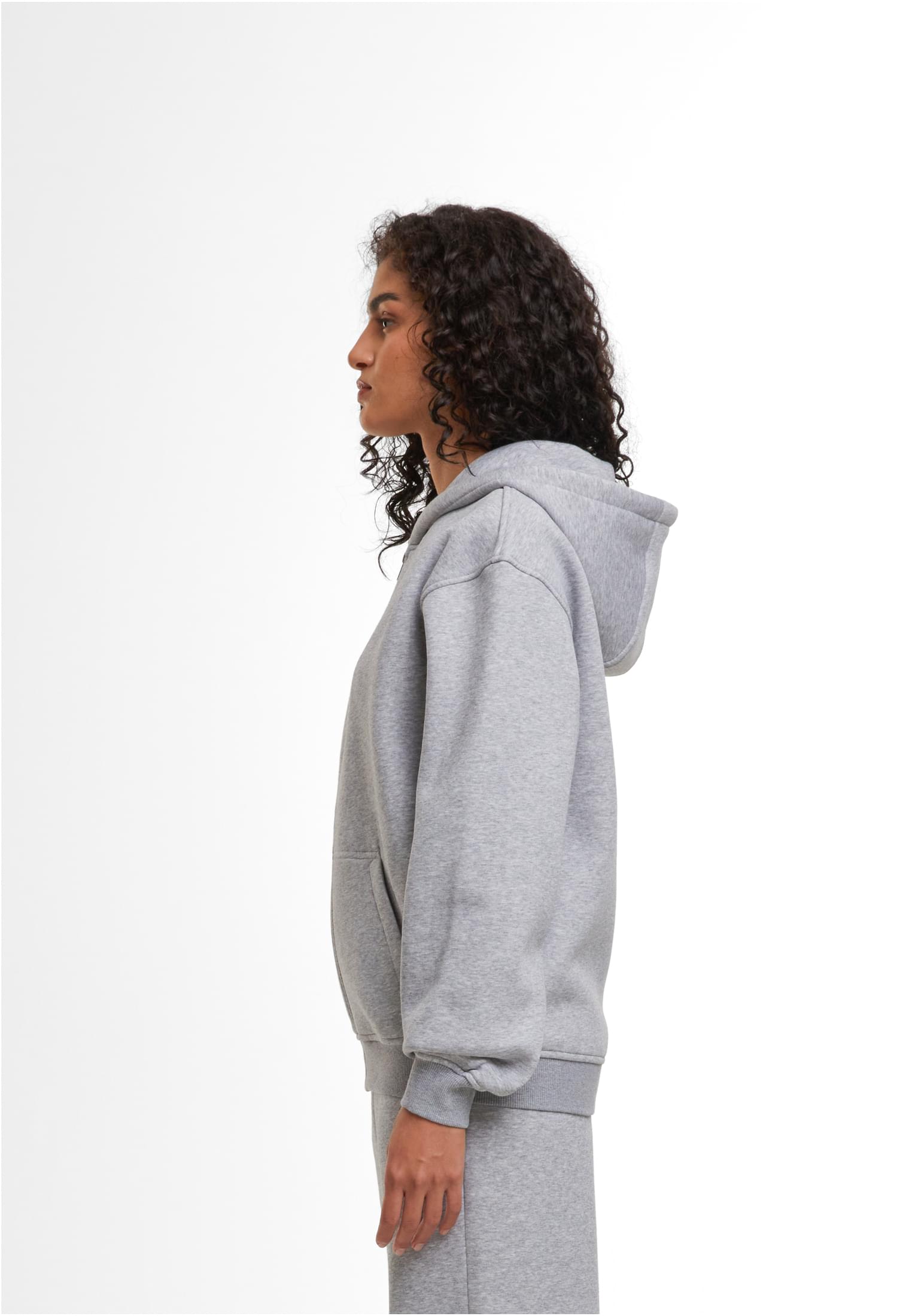Ladies Loose Fit Zip Hoody heathergrey | heathergrey