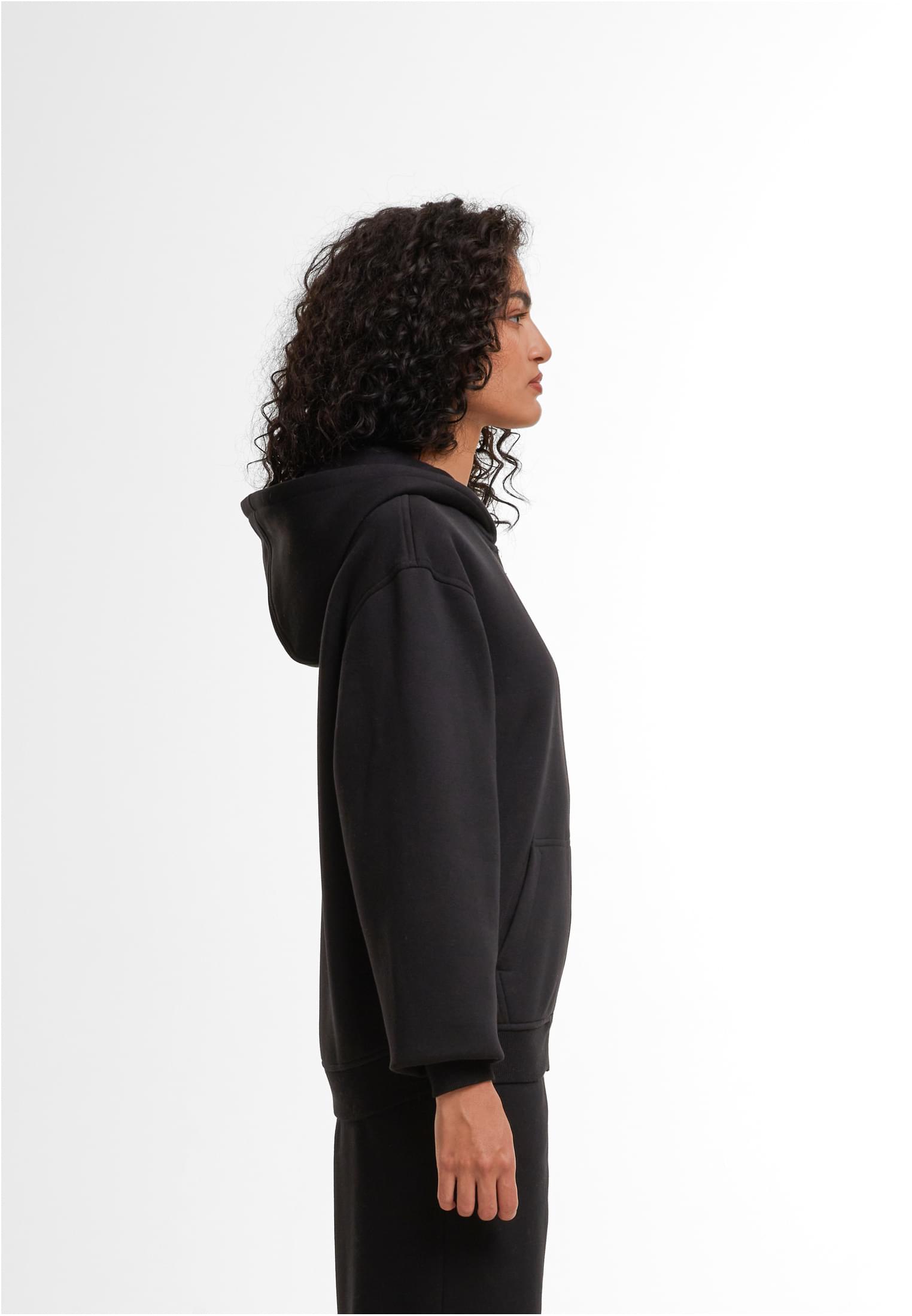 Ladies Loose Fit Zip Hoody black | black