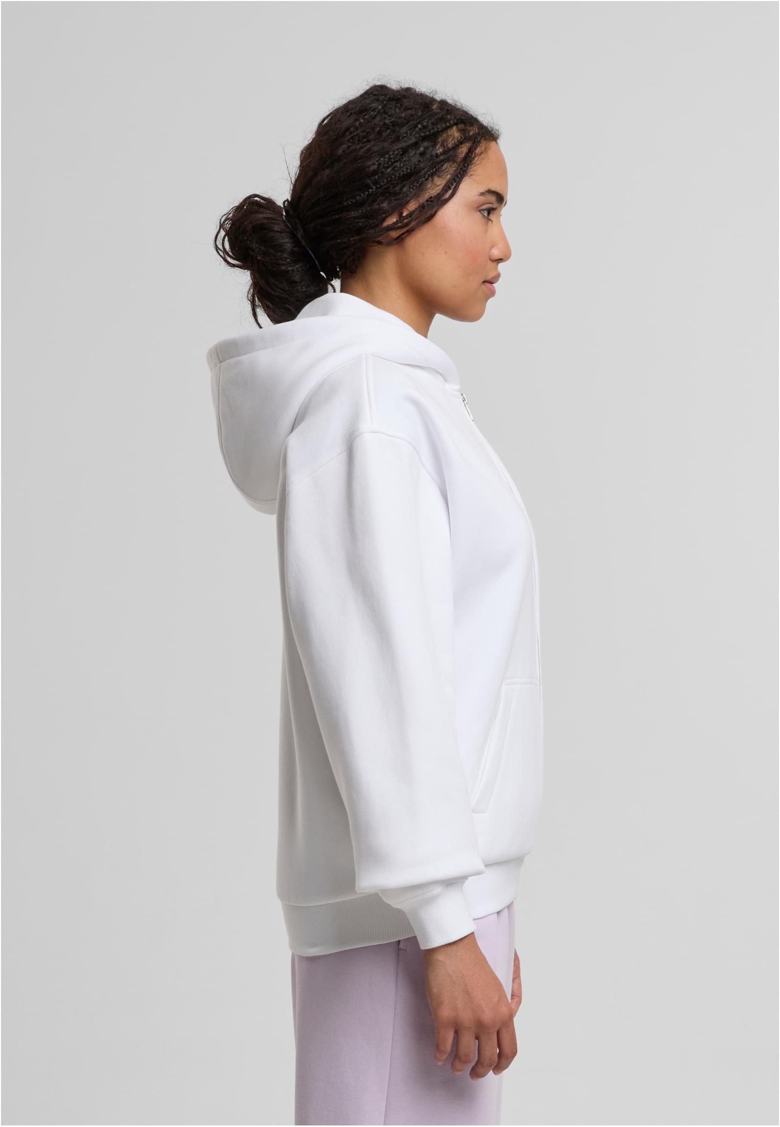 Ladies Loose Fit Zip Hoody white | white