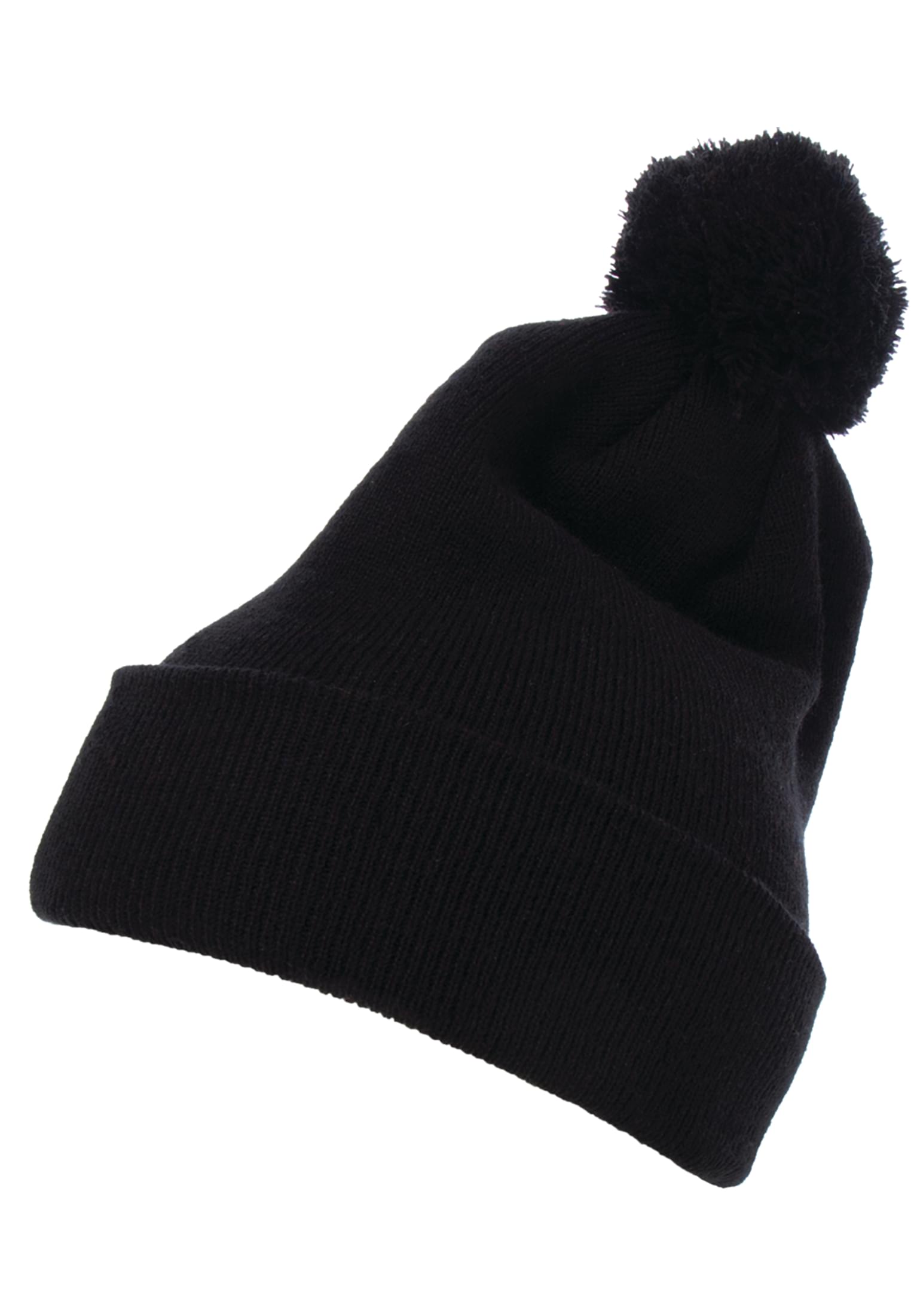 Cuffed Pom Pom Knit Beanie black | black