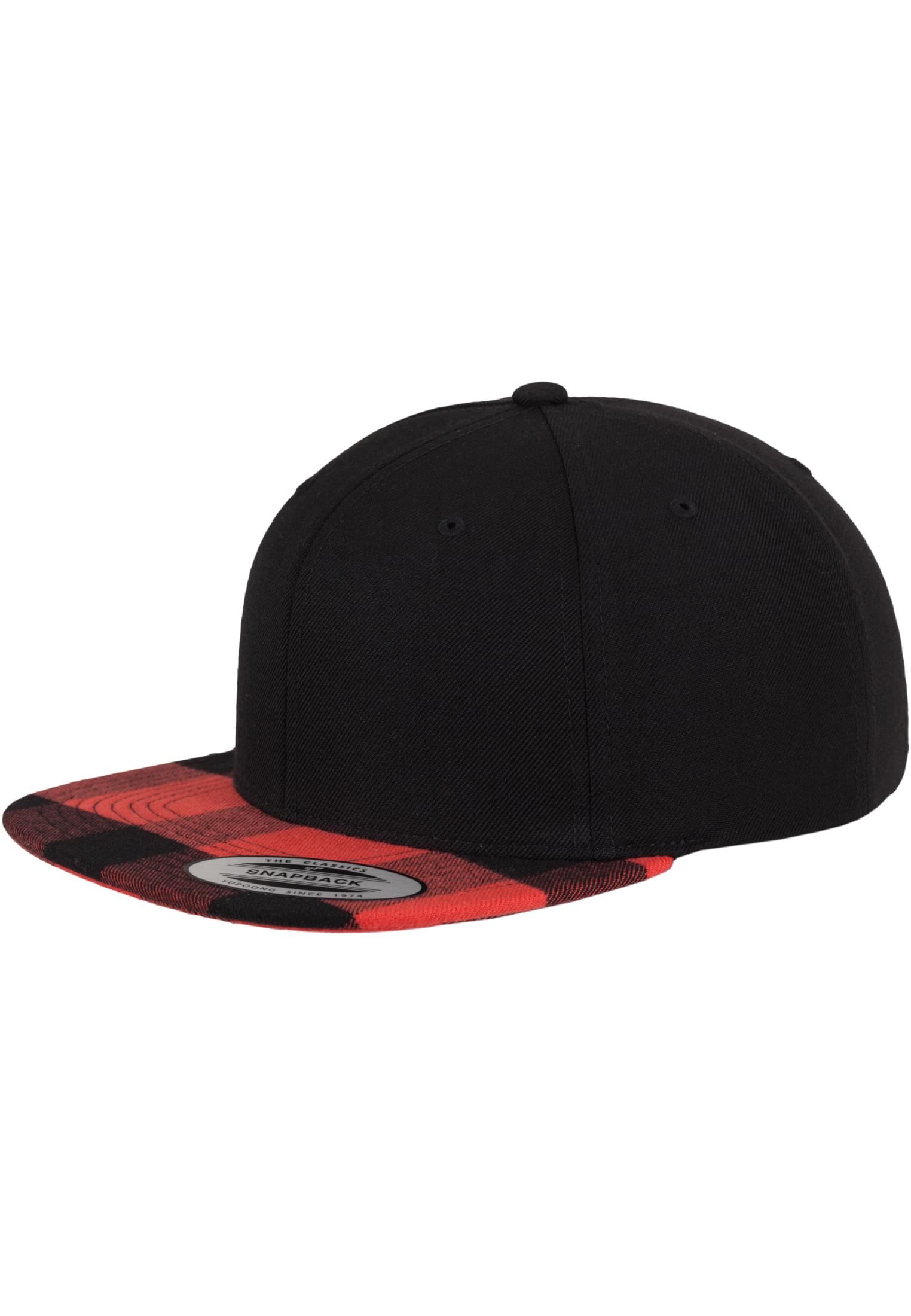 Checked Flanell Peak Snapback blk/red | blk/red