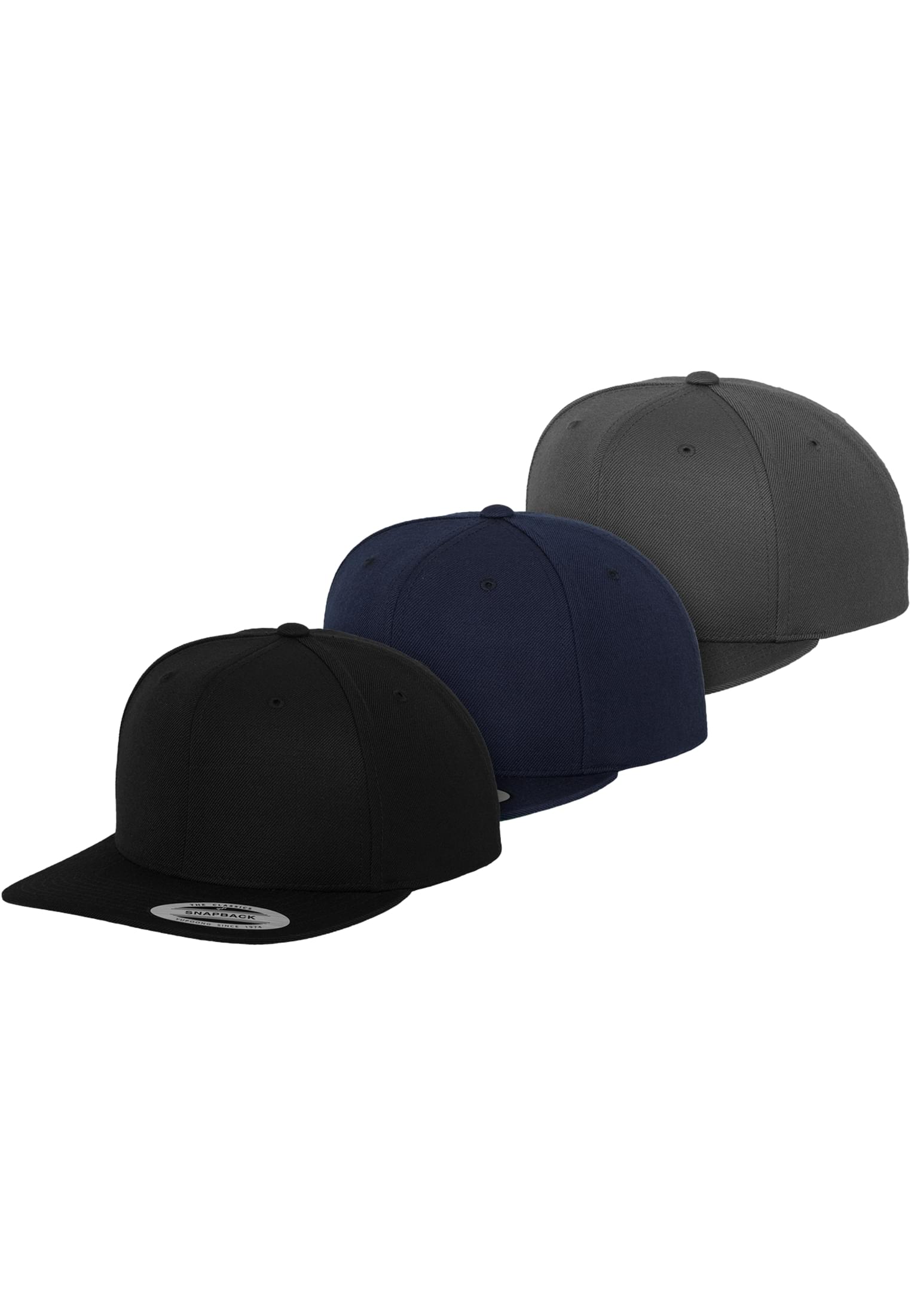 Classic Snapback 3-Pack black+navy+darkgrey | black+navy+darkgrey