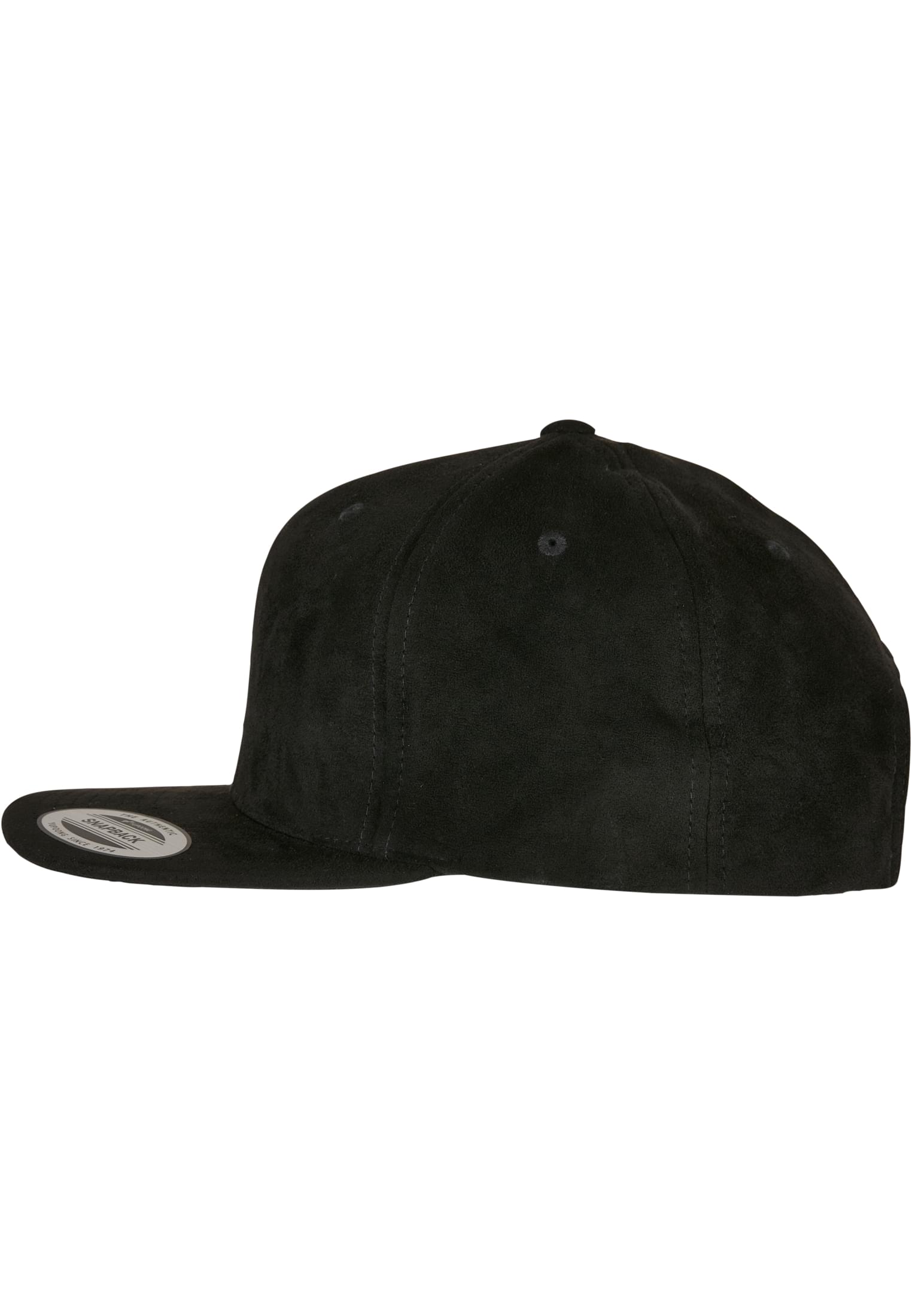 Suede Leather Snapback black | black