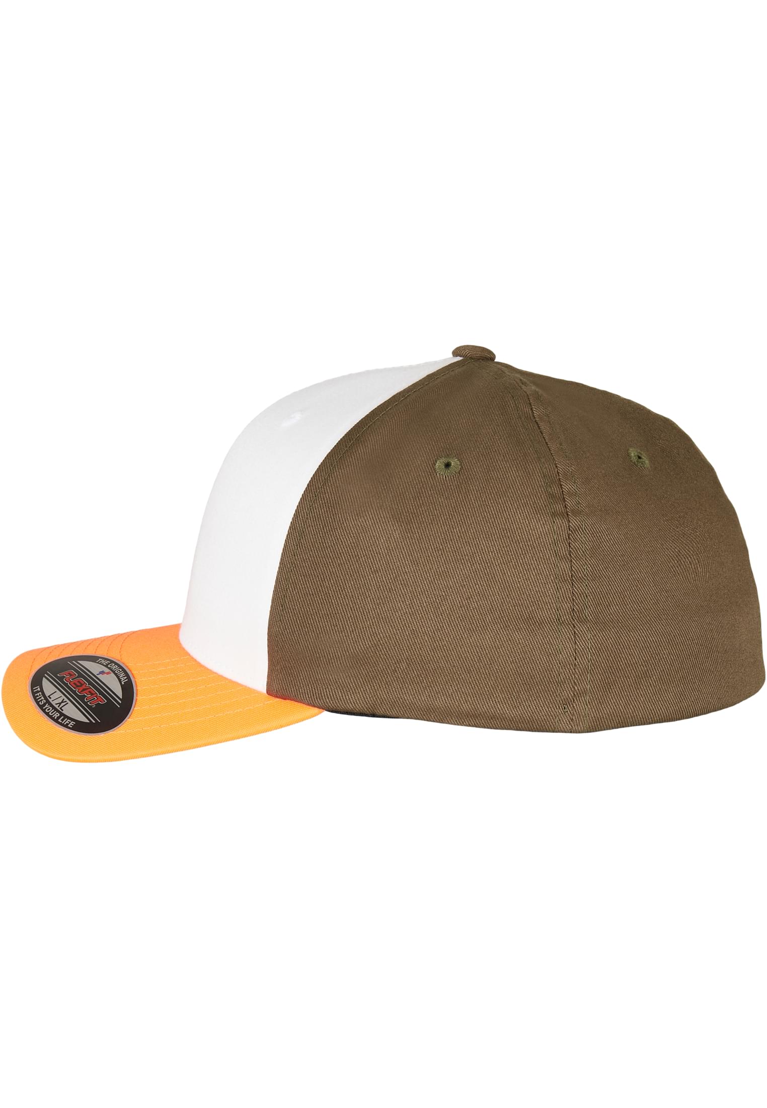 3-Tone Flexfit neonorange/white/olive | neonorange/white/olive