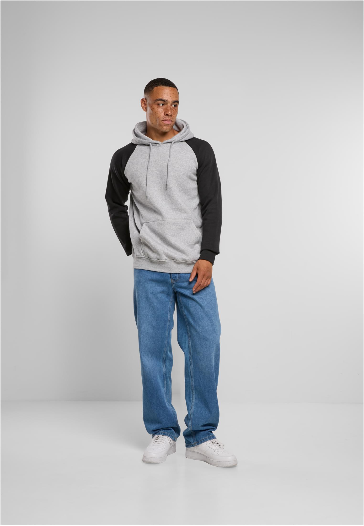 Basic Raglan Hoody h.grey/blk | h.grey/blk