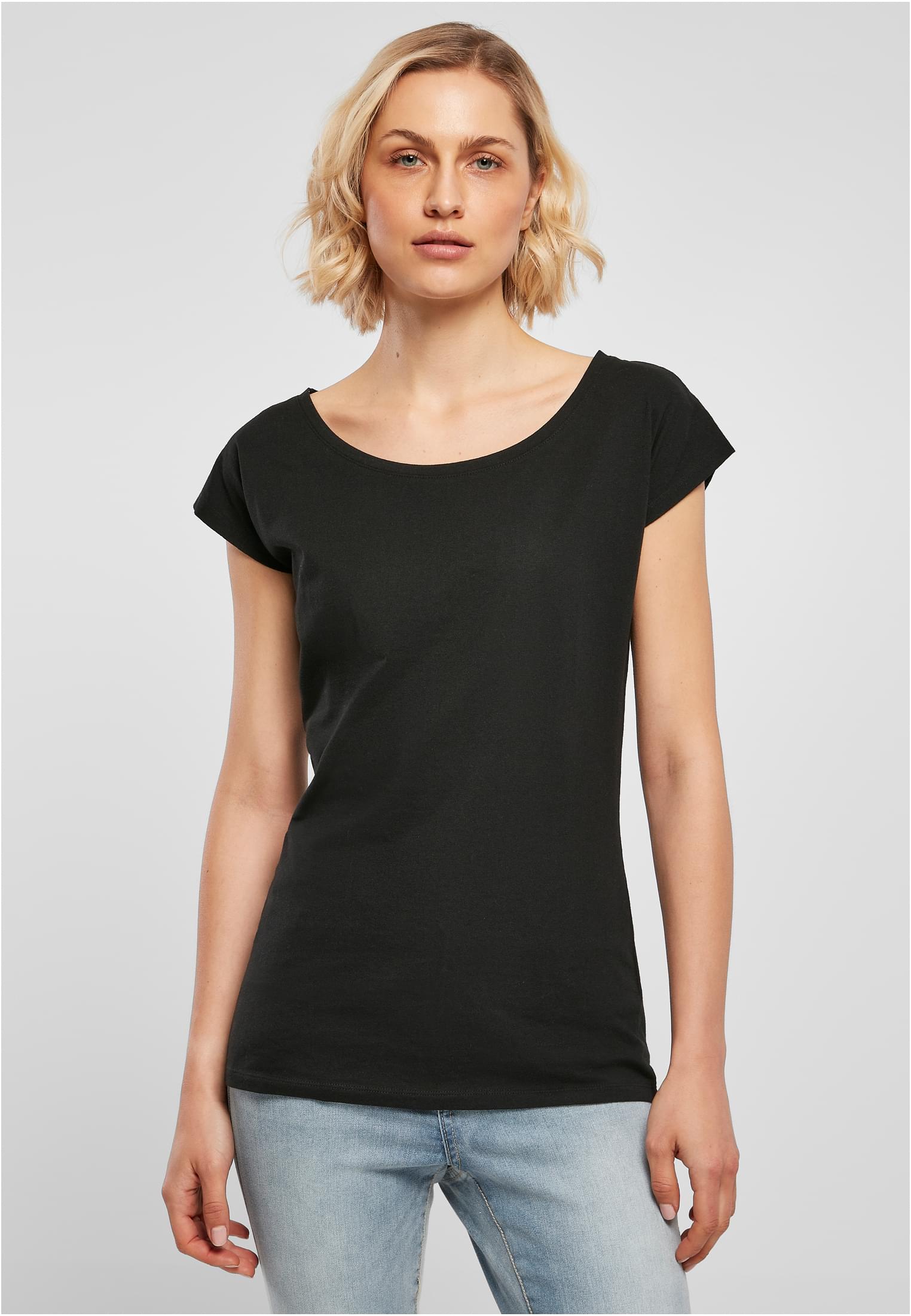 Ladies Wide Neck Tee black | black