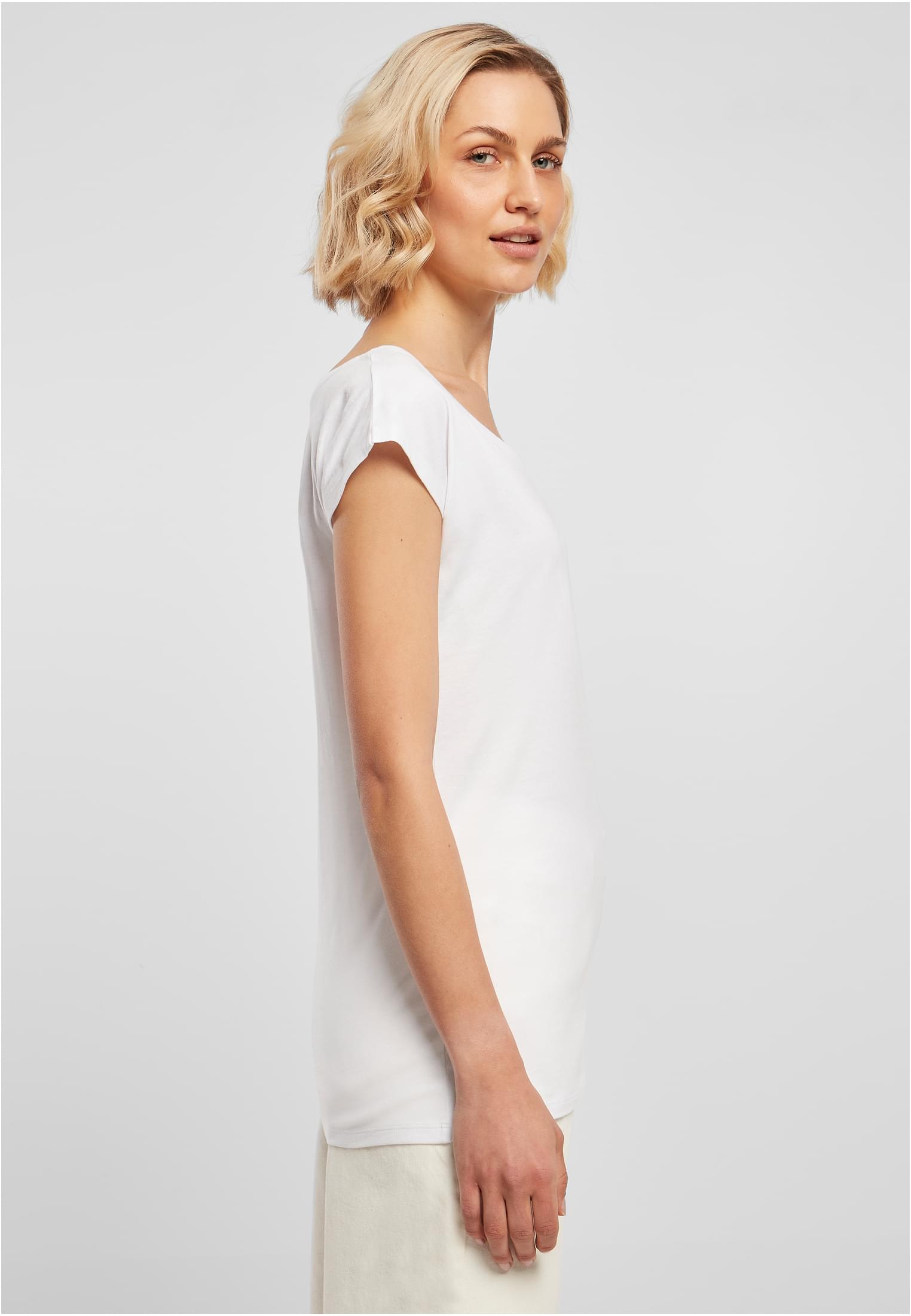 Ladies Wide Neck Tee white | white