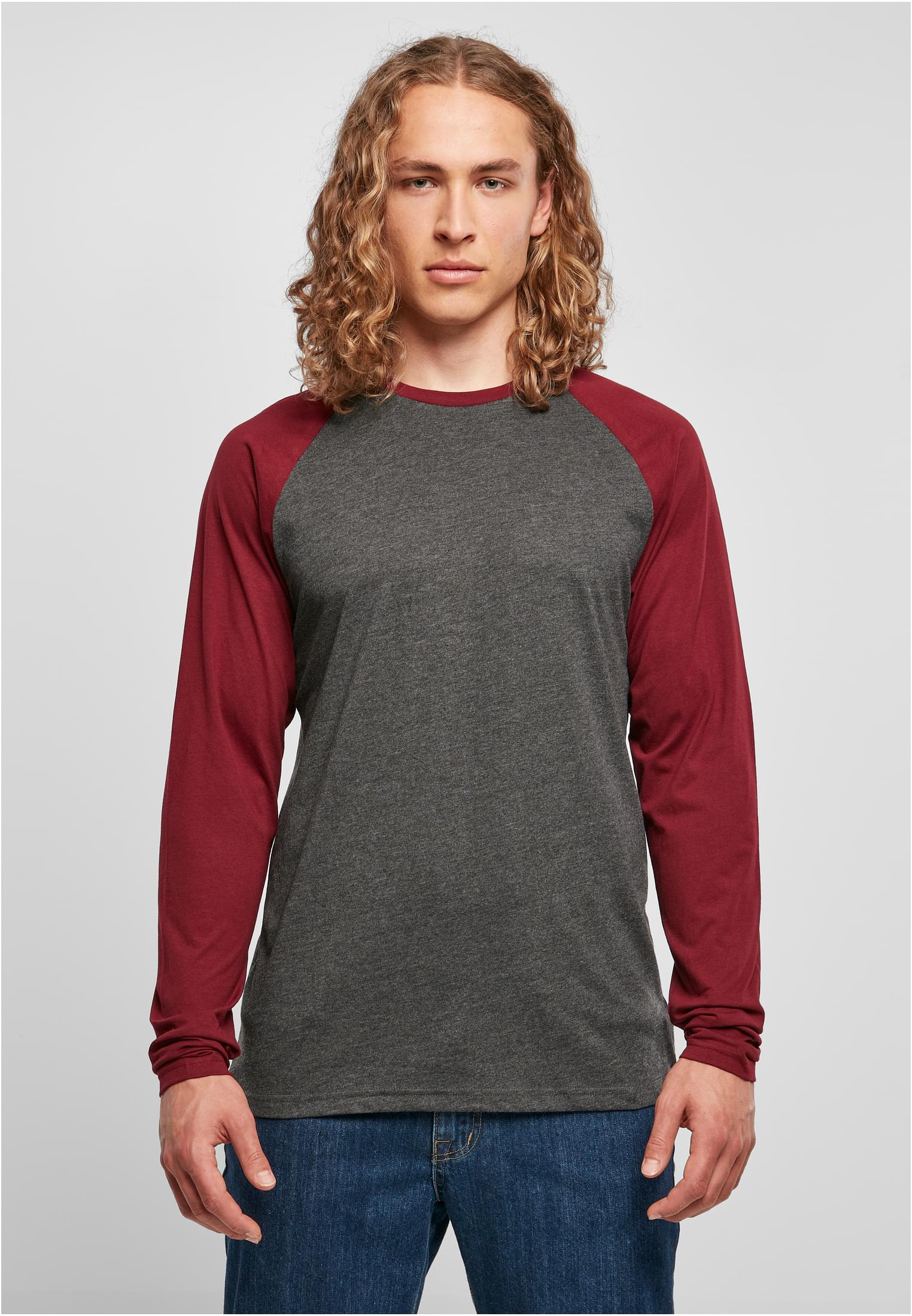 Contrast Raglan Longsleeve charcoal/cherry | charcoal/cherry
