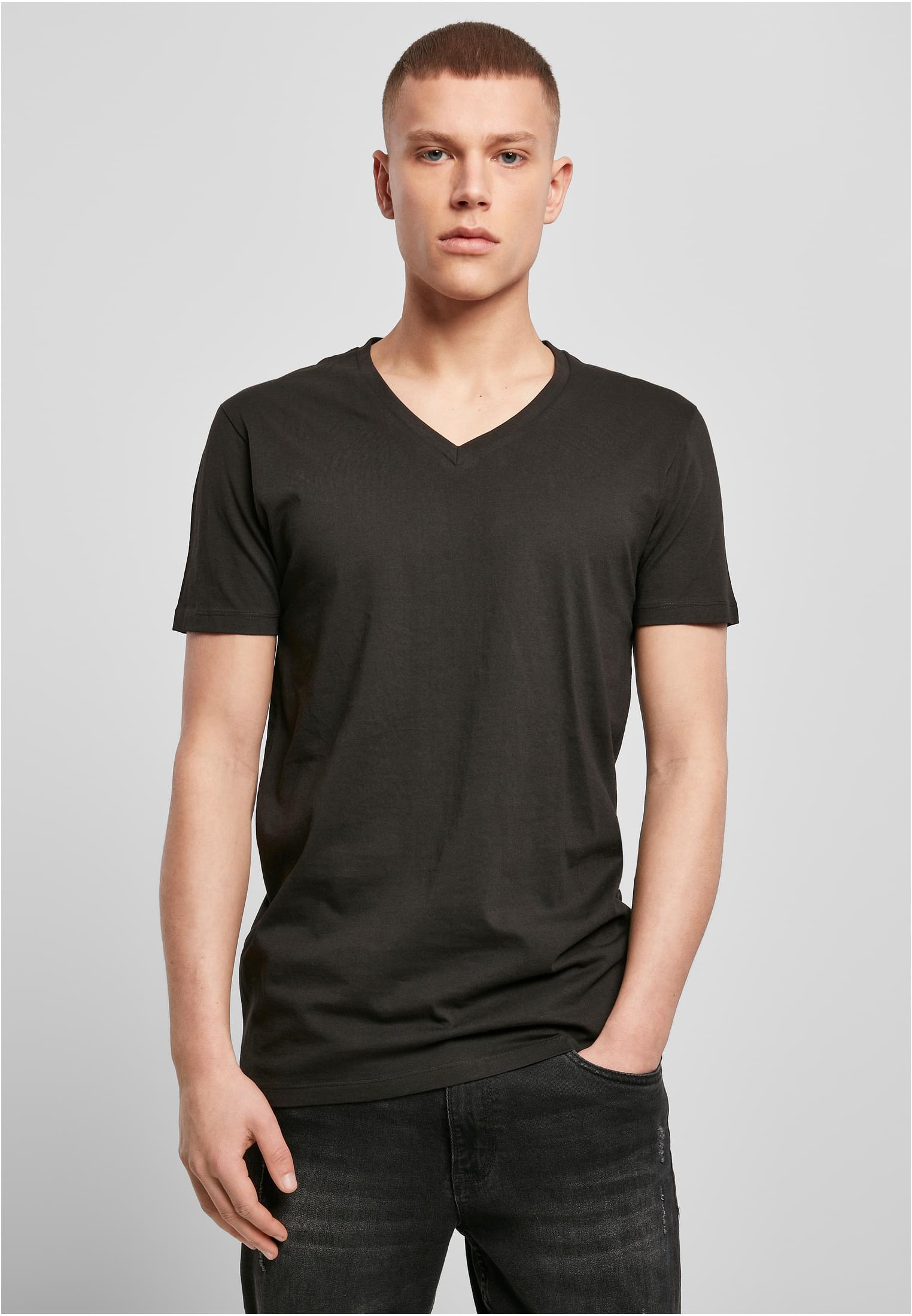 Light T-Shirt V-Neck black | black