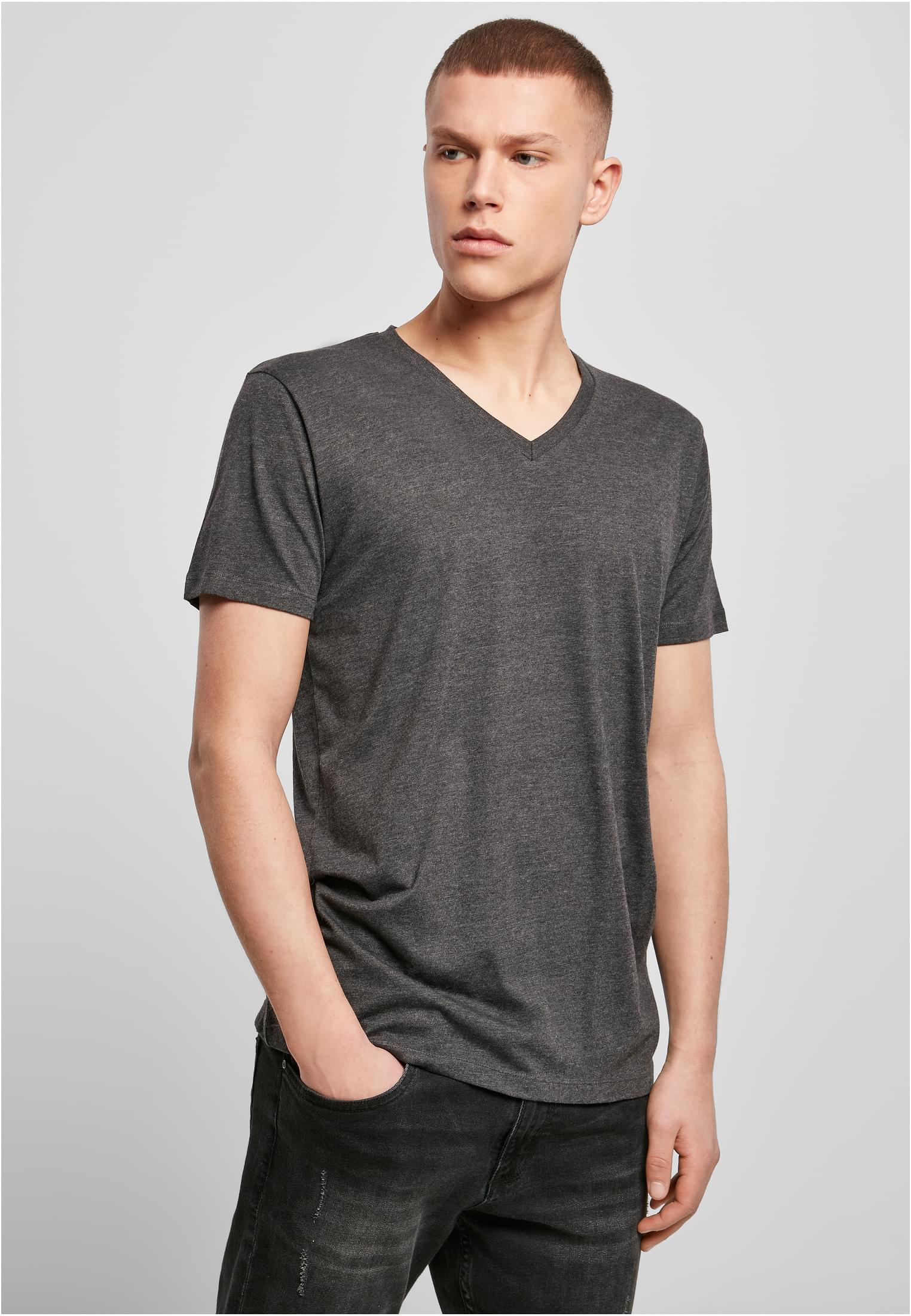 Light T-Shirt V-Neck charcoal | charcoal