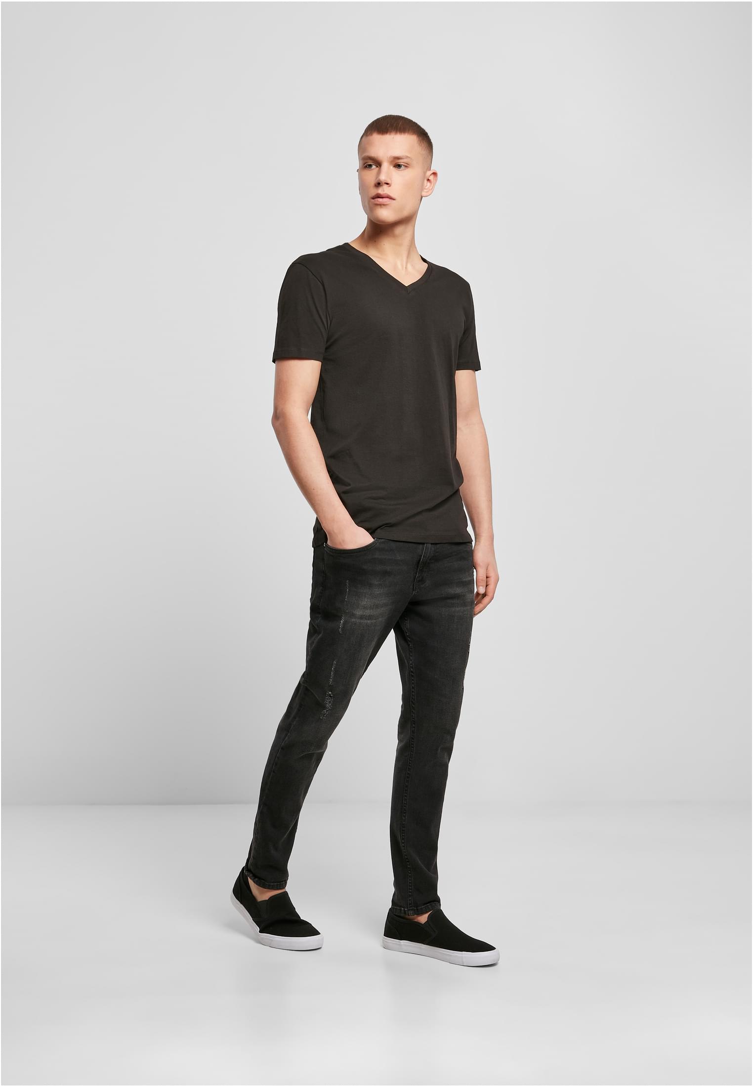 Light T-Shirt V-Neck black | black