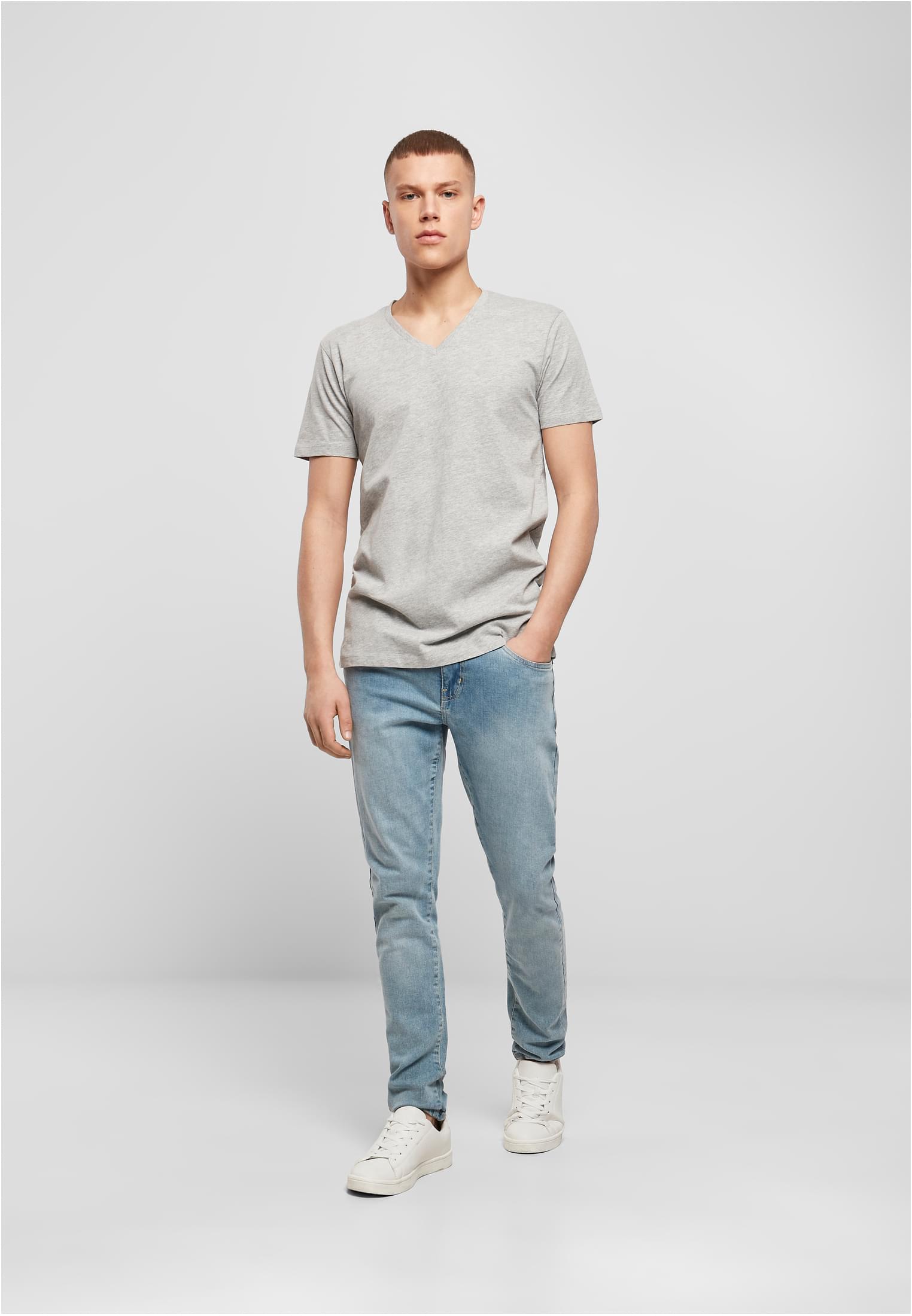 Light T-Shirt V-Neck heather grey | heather grey