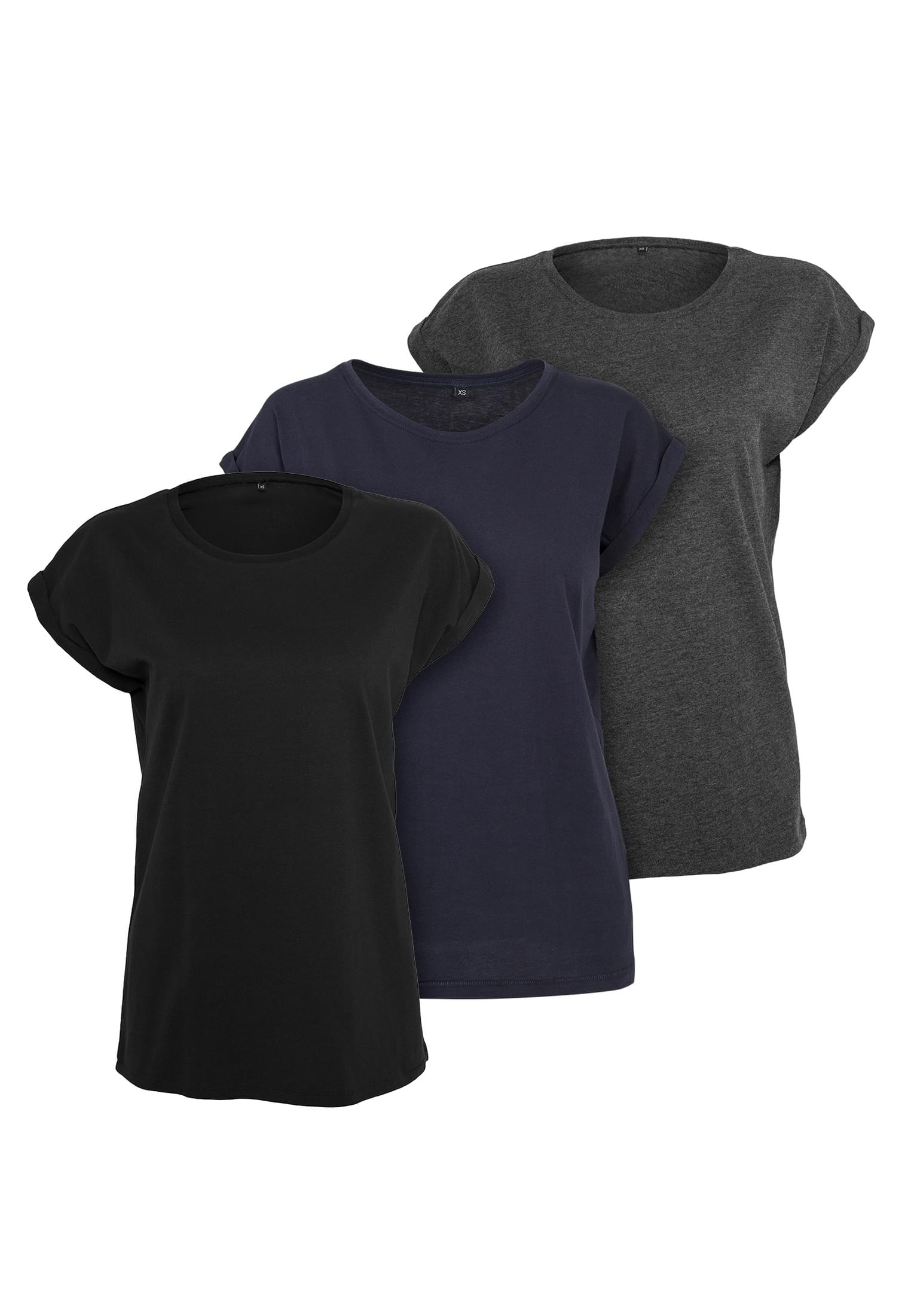 Ladies Extended Shoulder Tee 3-Pack blk/nvy/char | blk/nvy/char