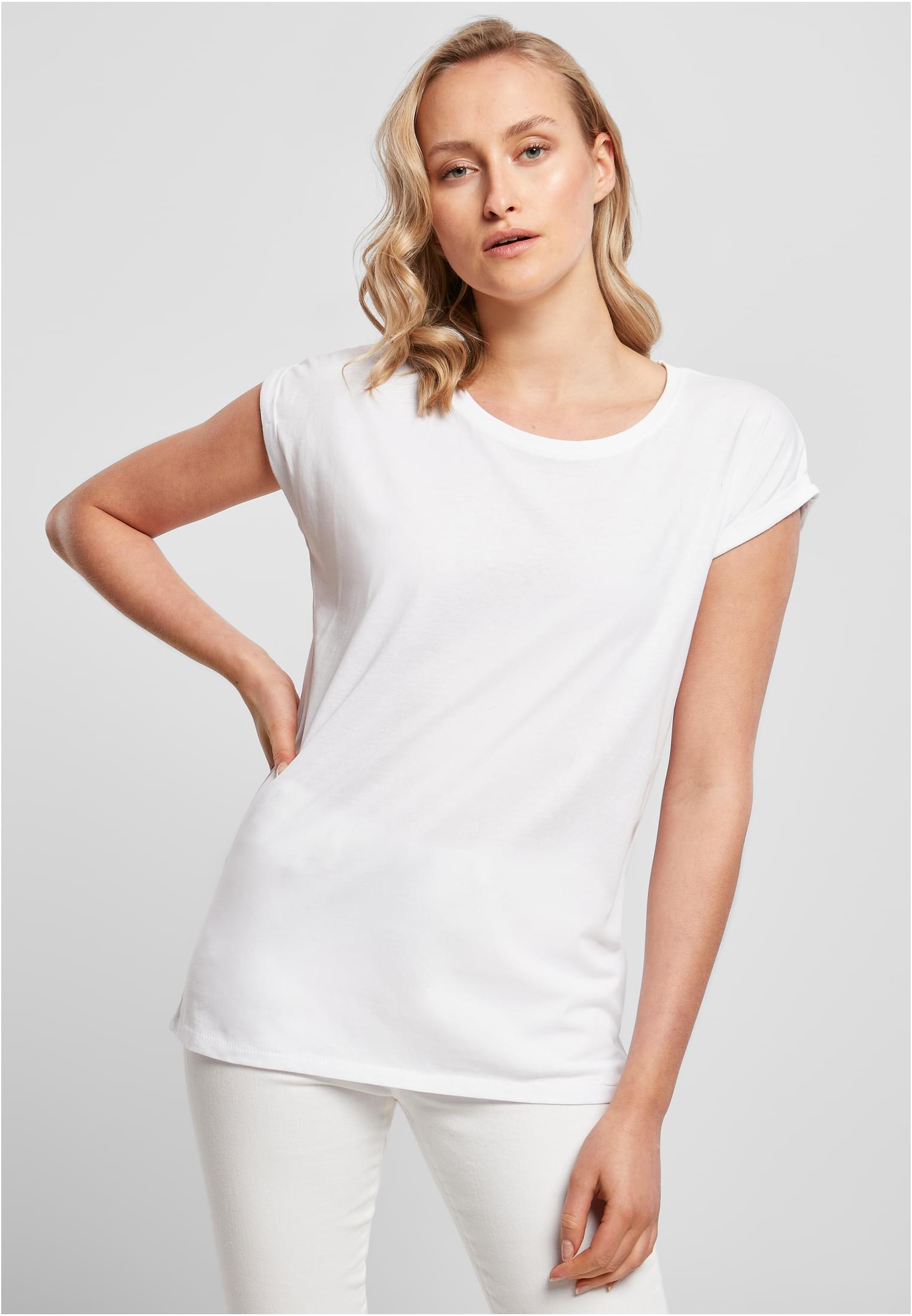 Ladies Extended Shoulder Tee white | white