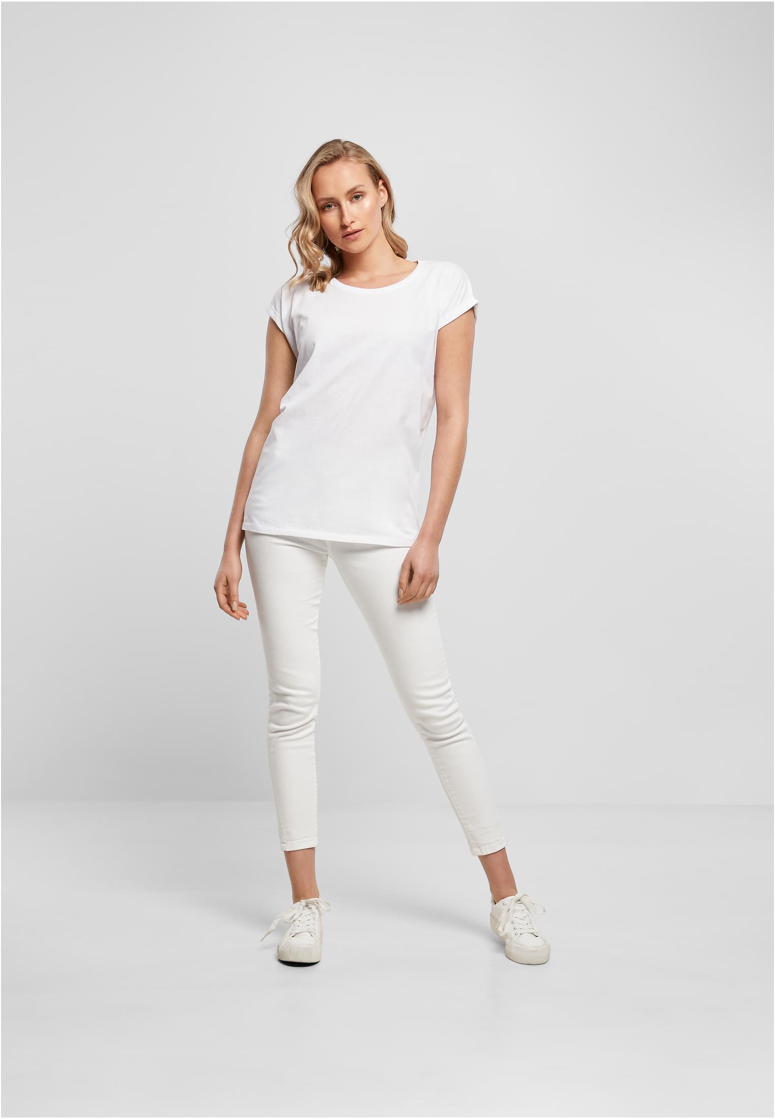 Ladies Extended Shoulder Tee white | white
