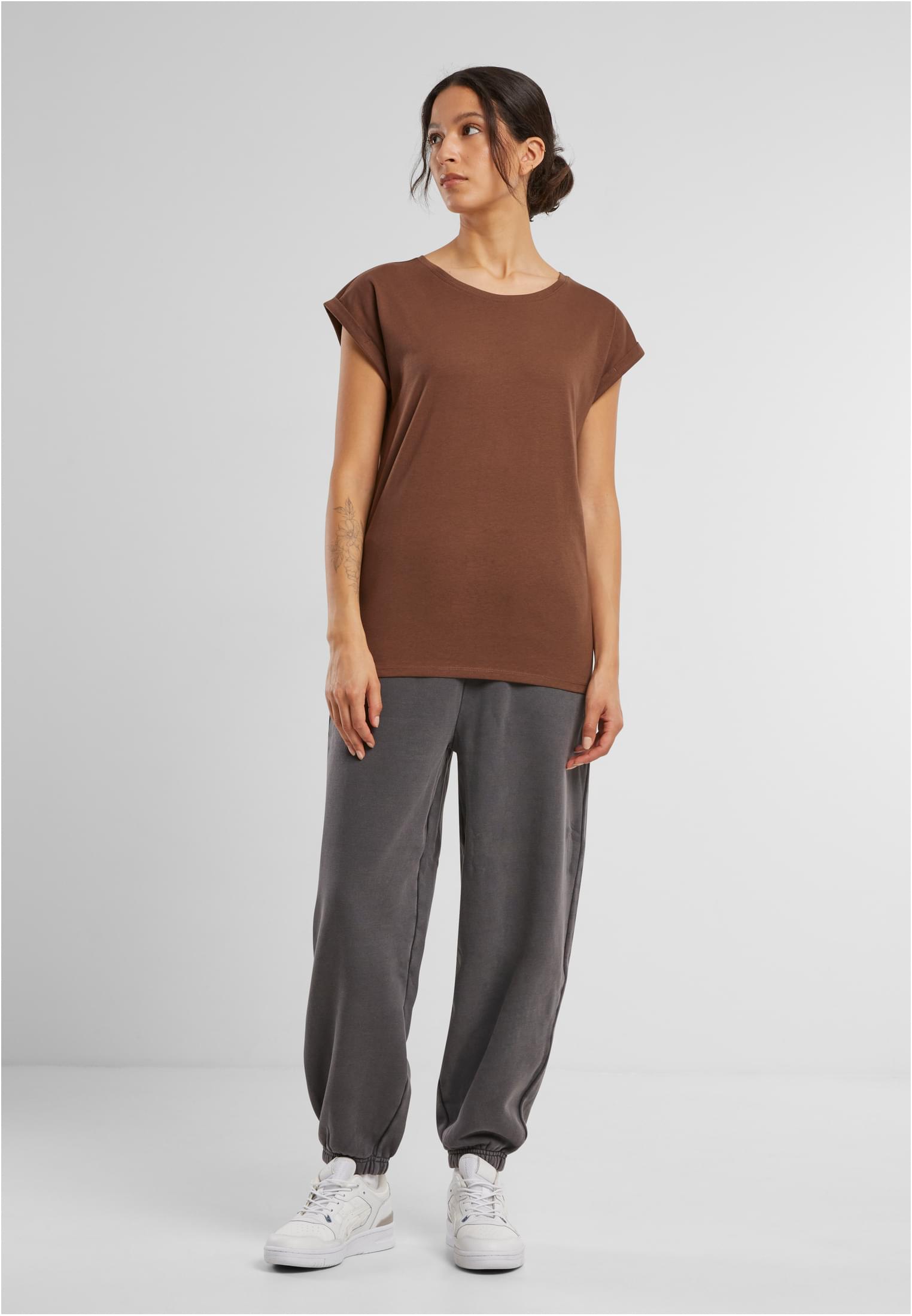 Ladies Extended Shoulder Tee chocolatebrown | chocolatebrown
