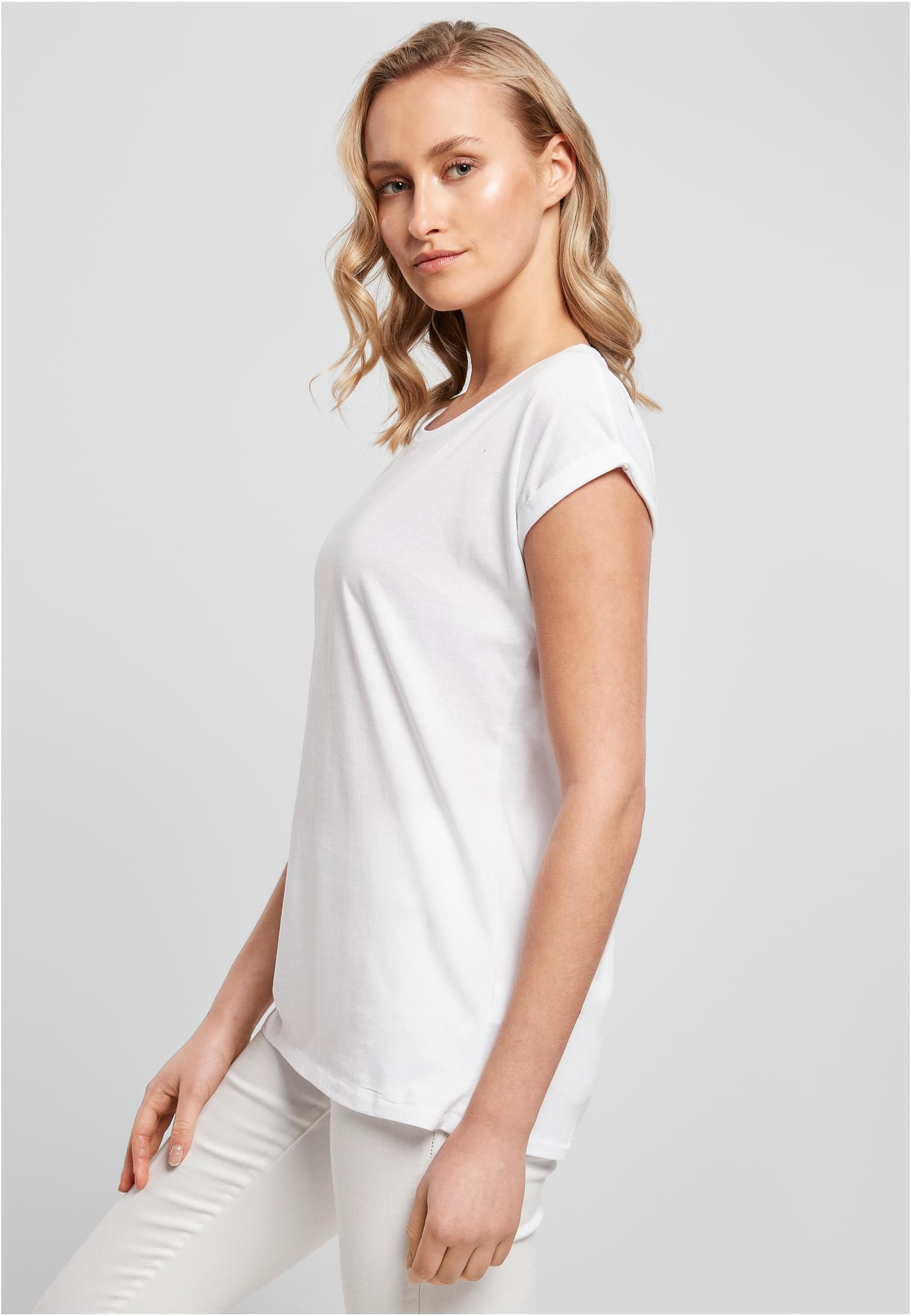 Ladies Extended Shoulder Tee white | white
