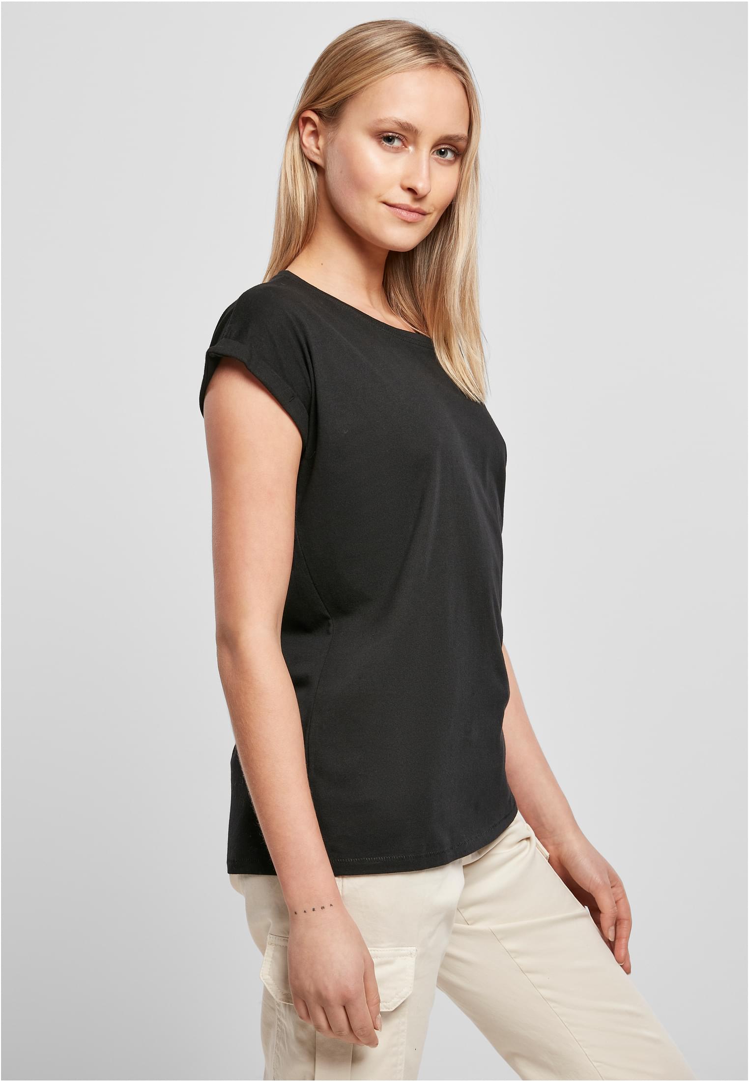 Ladies Extended Shoulder Tee black | black